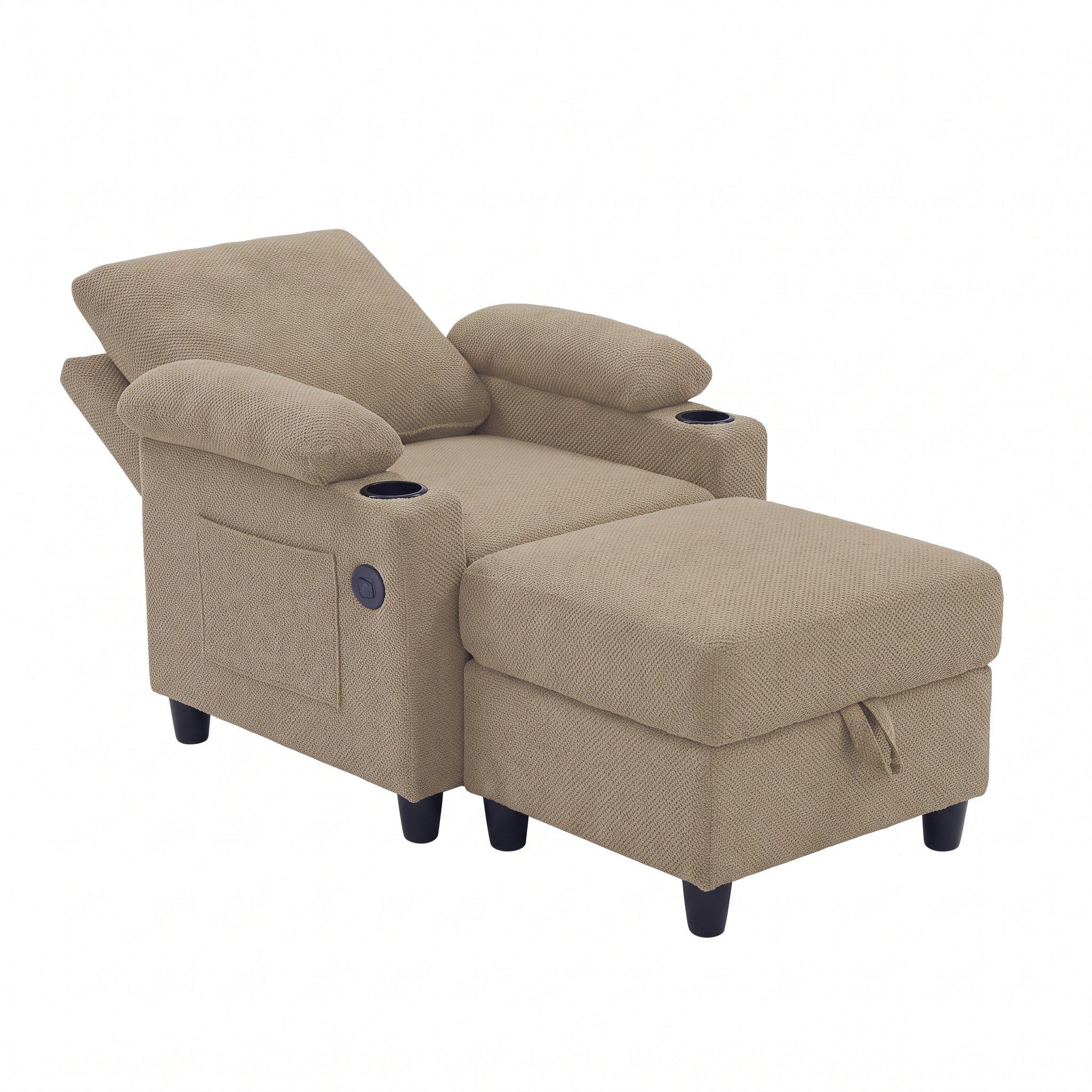 Camel - Urban Meuble - Reclining Accent Chair & Storage Ottoman - 11