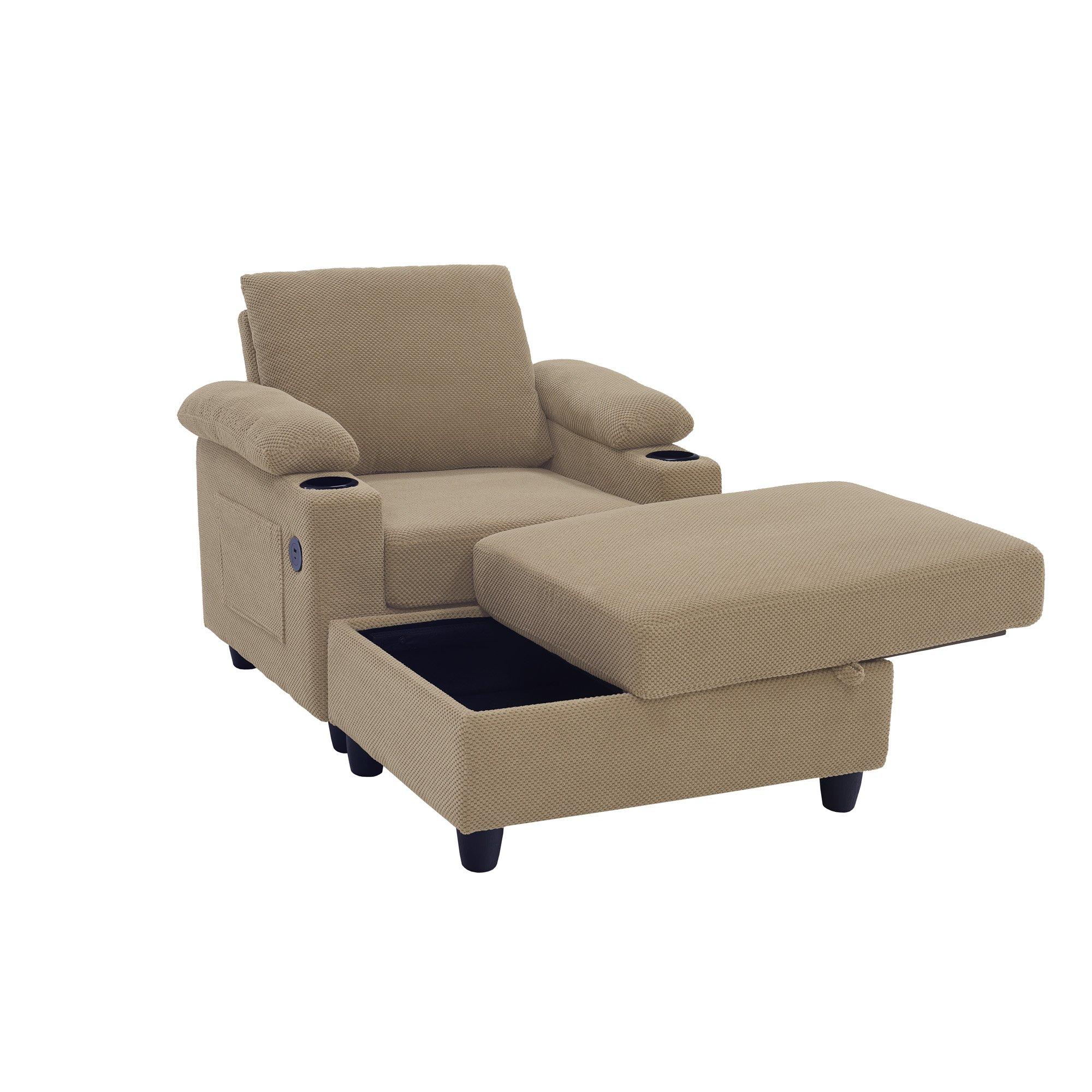 Camel - Urban Meuble - Reclining Accent Chair & Storage Ottoman - 13