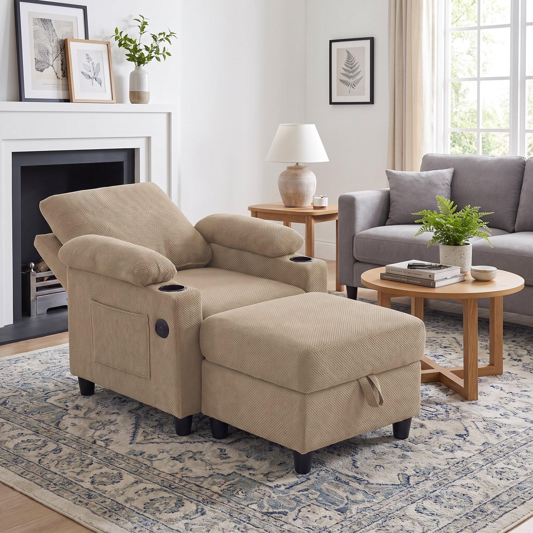 Camel - Urban Meuble - Reclining Accent Chair & Storage Ottoman - 3