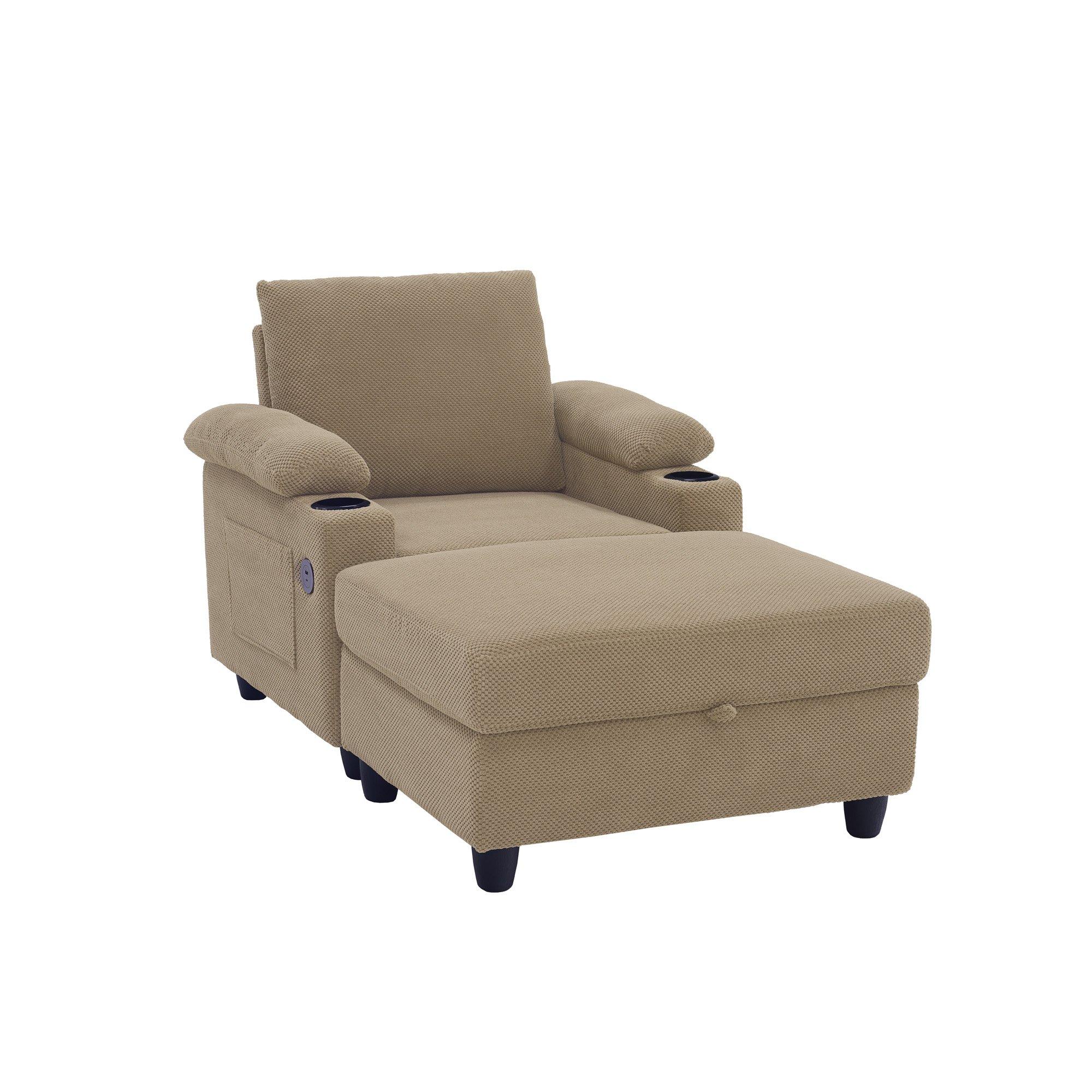 Camel - Urban Meuble - Reclining Accent Chair & Storage Ottoman - 5