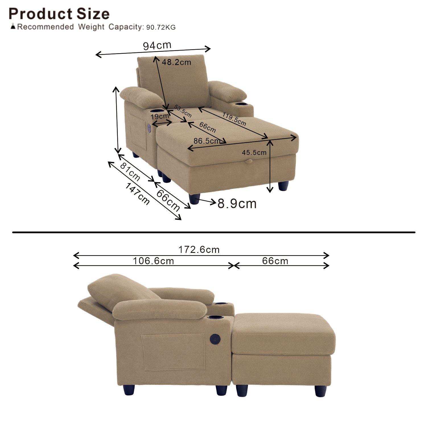 Camel - Urban Meuble - Reclining Accent Chair & Storage Ottoman - 6