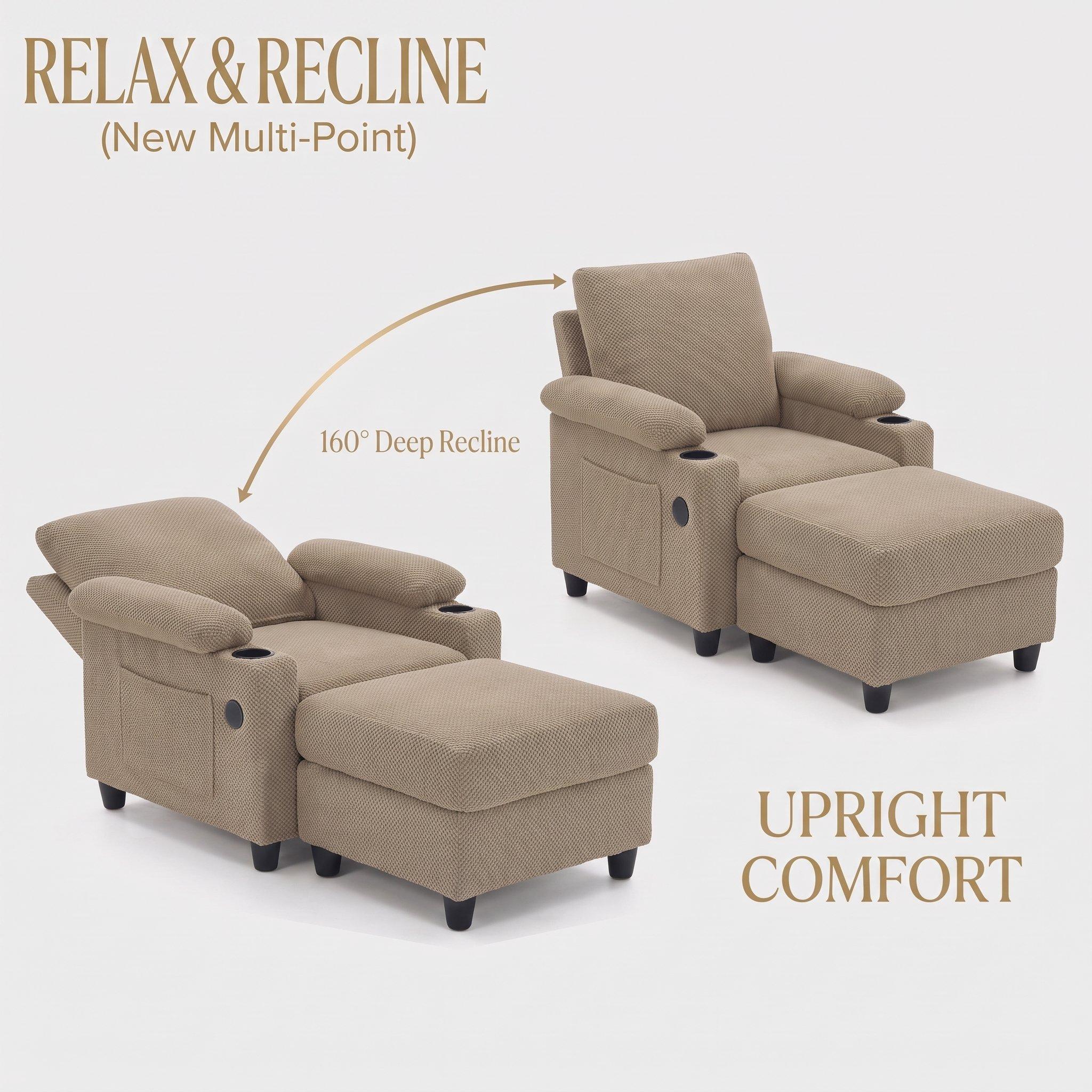 Camel - Urban Meuble - Reclining Accent Chair & Storage Ottoman - 7