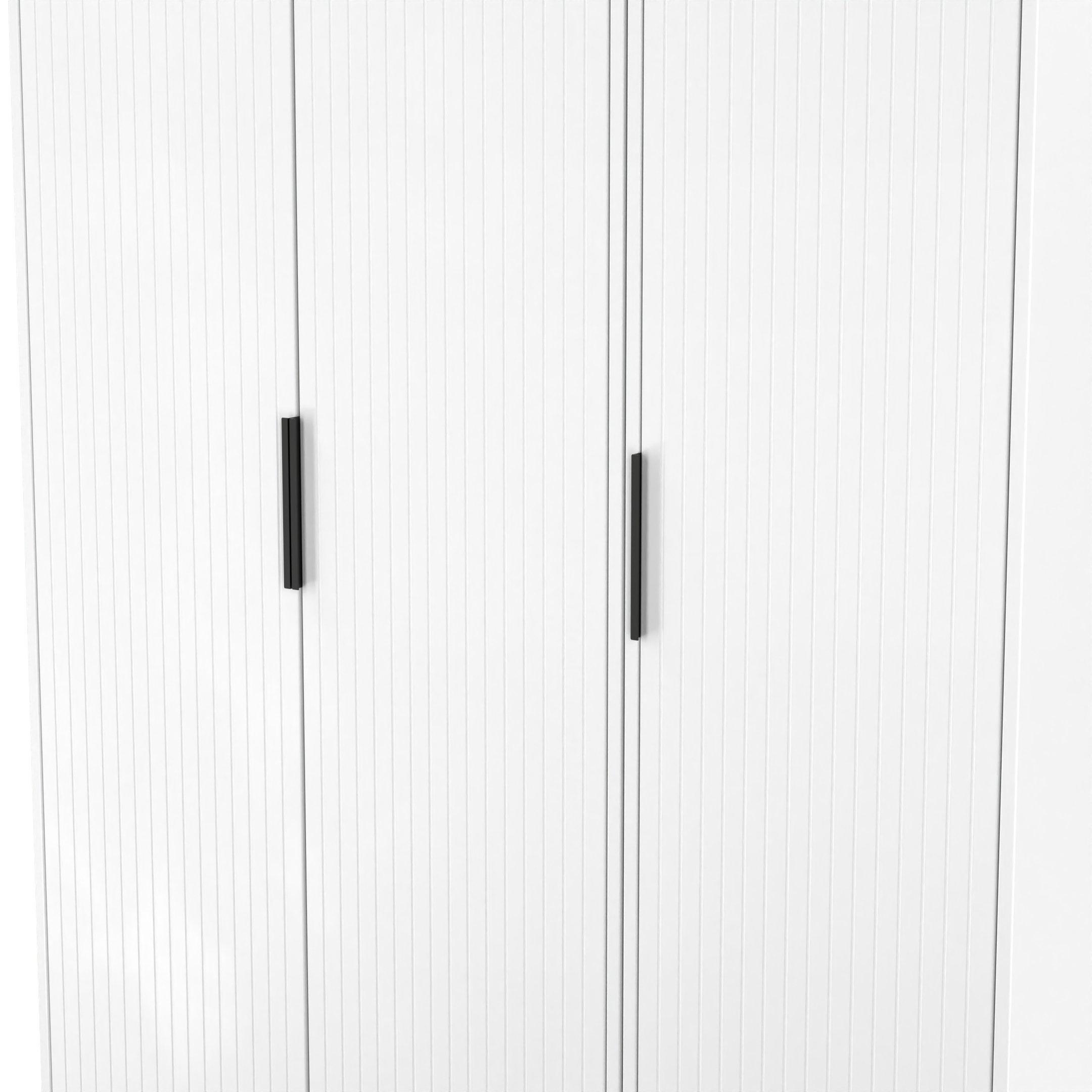 White Matt - Welcome Furniture - Nashville Tall Triple Plain Wardrobe - 4