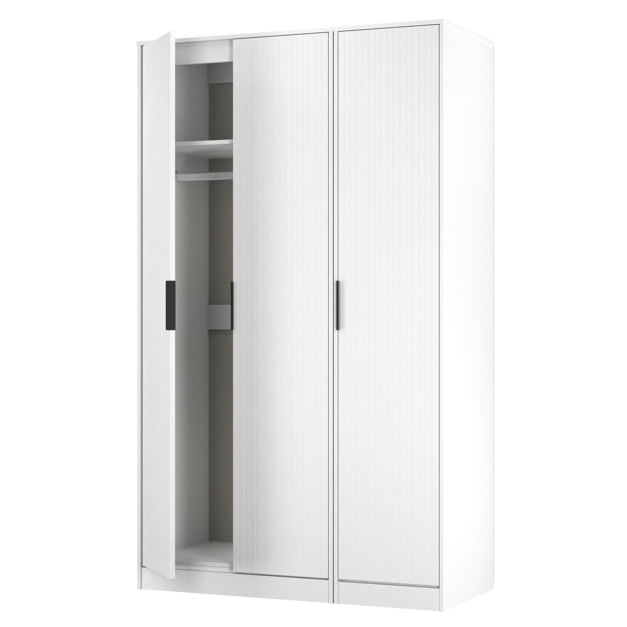 White Matt - Welcome Furniture - Nashville Tall Triple Plain Wardrobe - 5