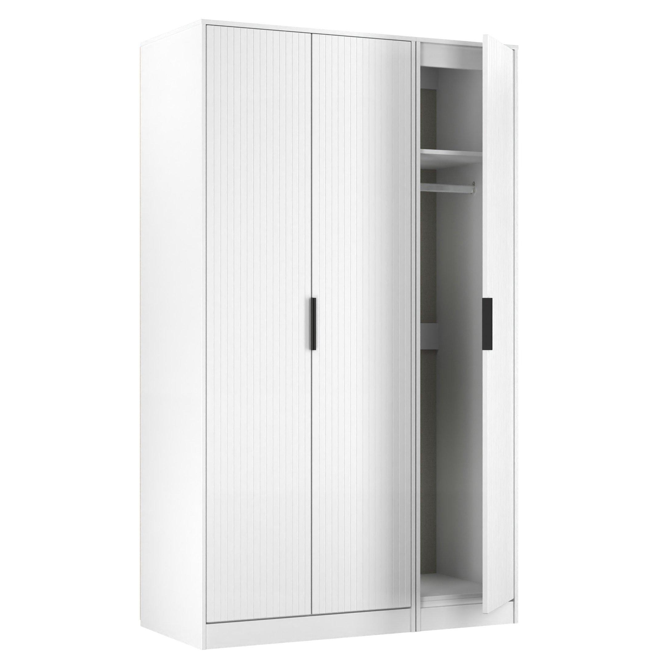 White Matt - Welcome Furniture - Nashville Tall Triple Plain Wardrobe - 6