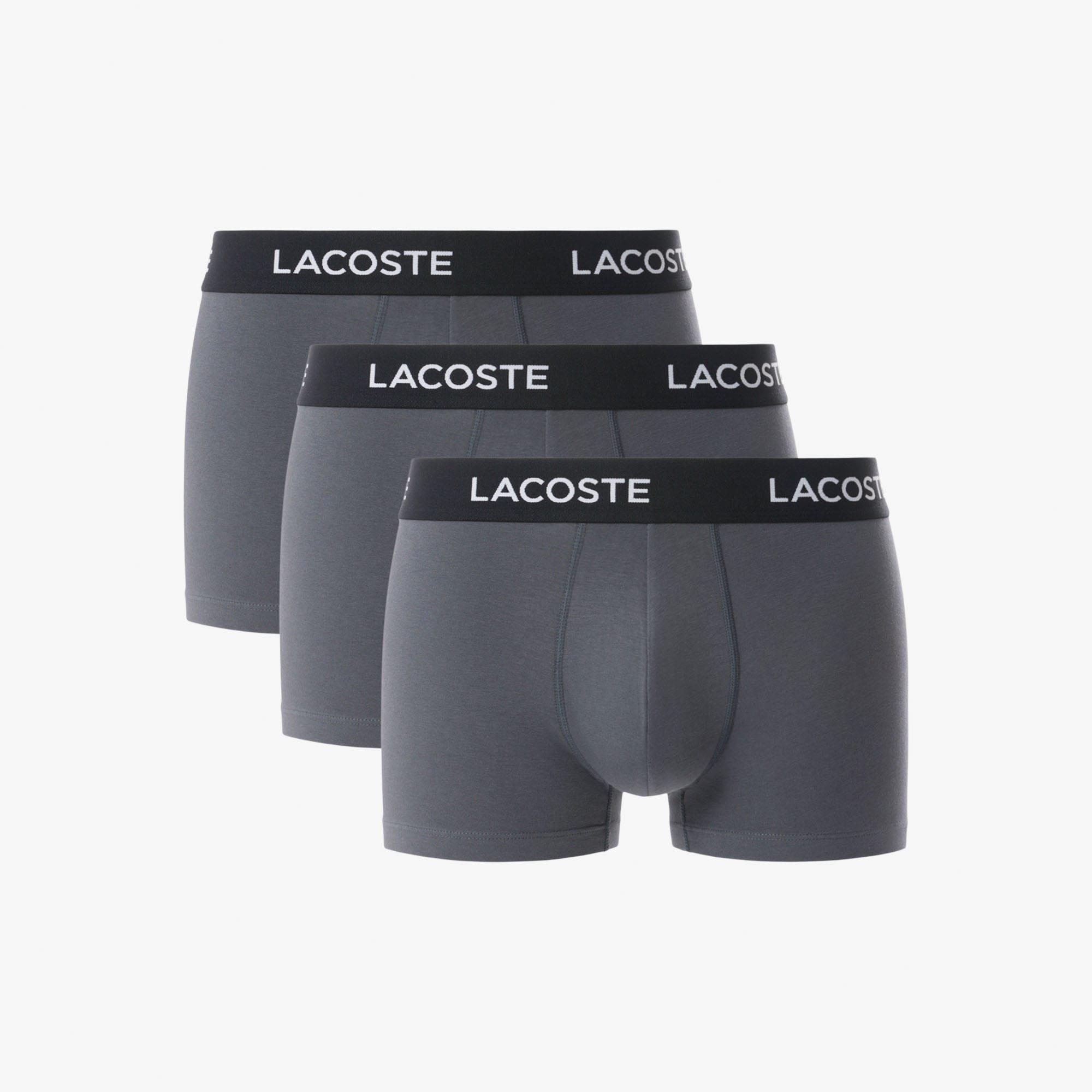 Grey - Lacoste - 3-Pack Stretch Cotton Trunks - 1