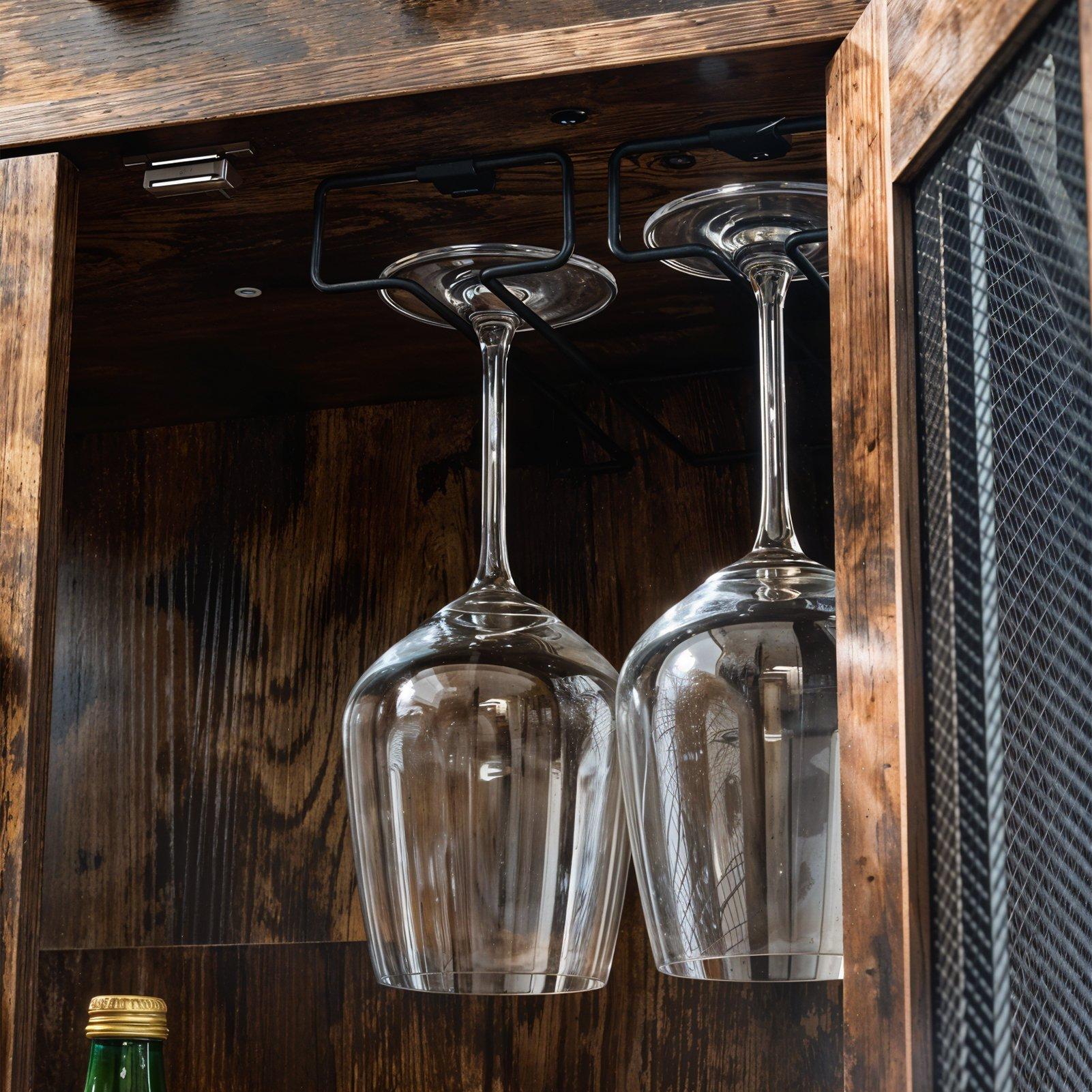 Brown - Kabinet UK - Sideboard Drinks Cabinet with Stemware Holders - 12