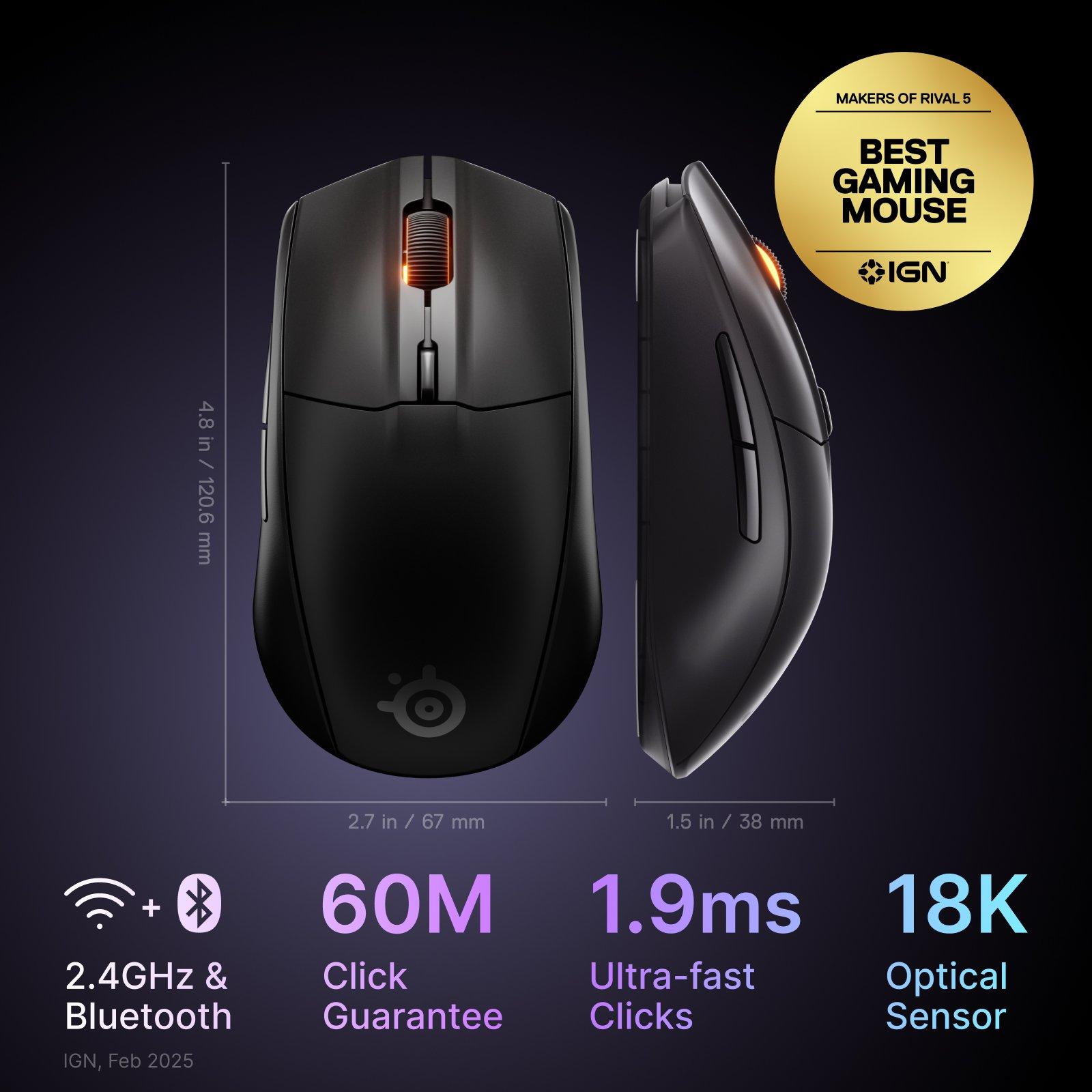 Black - SteelSeries - Rival 3 Gen 2 Wireless Mouse - 2