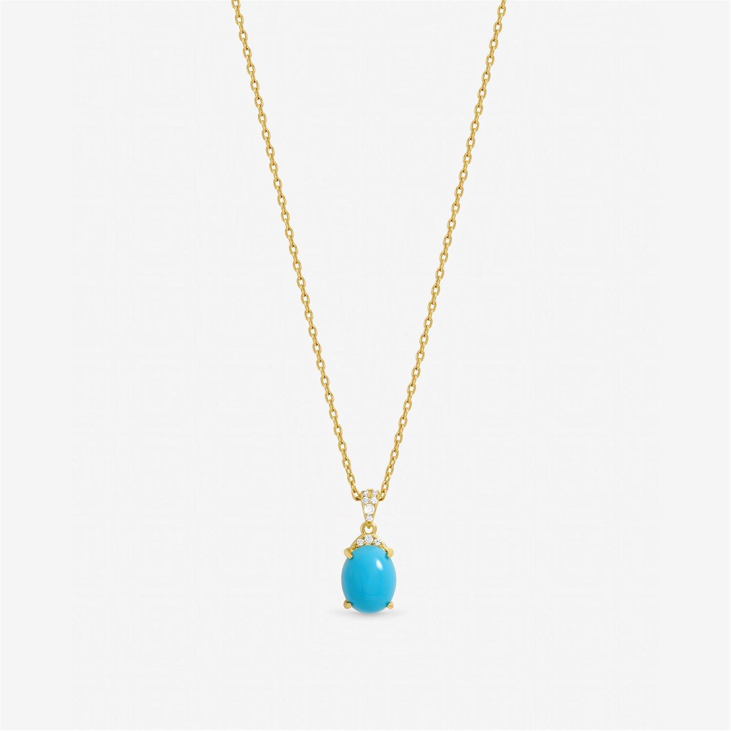 Jon Richard Women's Gold Plated And Turquoise Stone Pendant - Silver