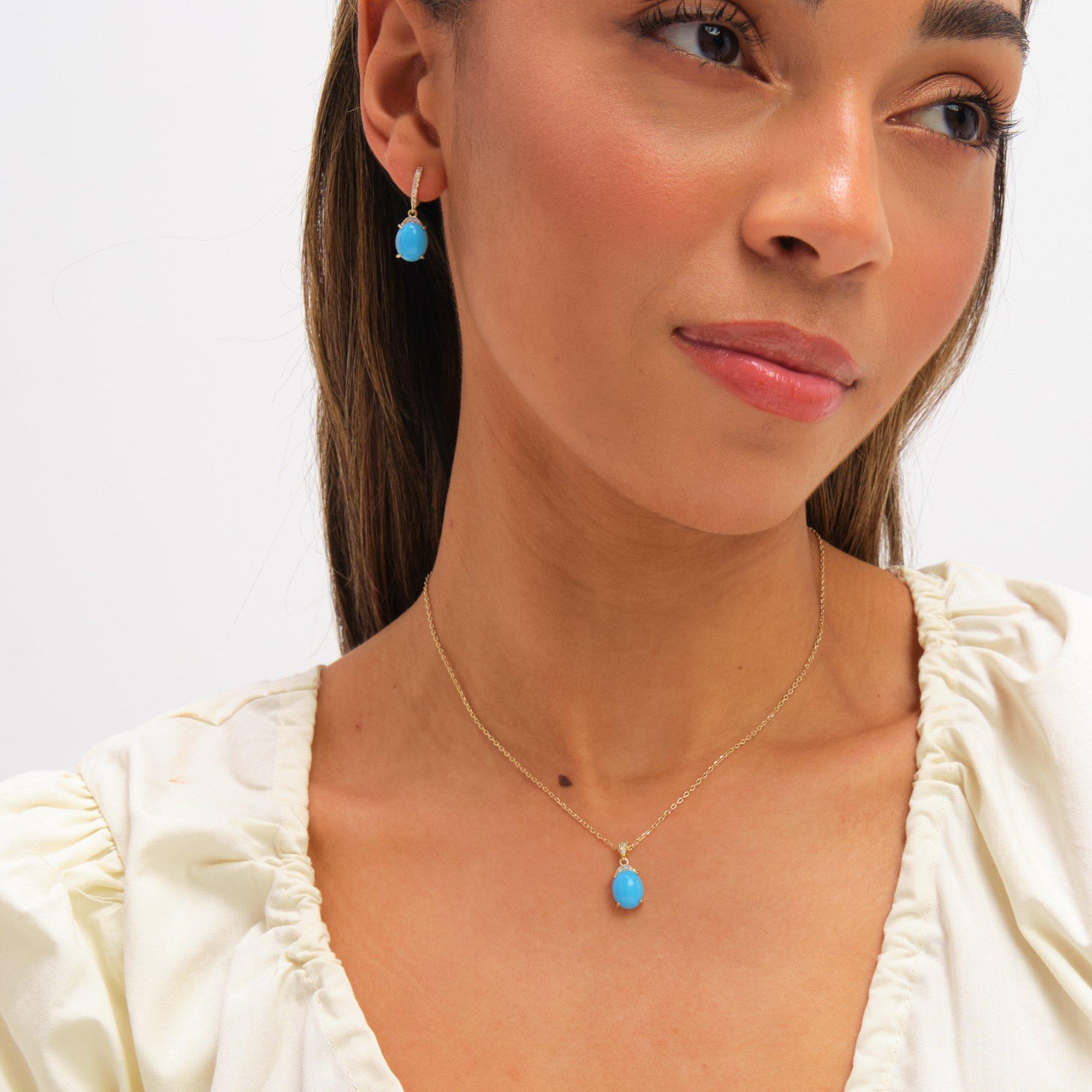 Silver - Jon Richard - Gold Plated and Turquoise Stone Pendant - 3