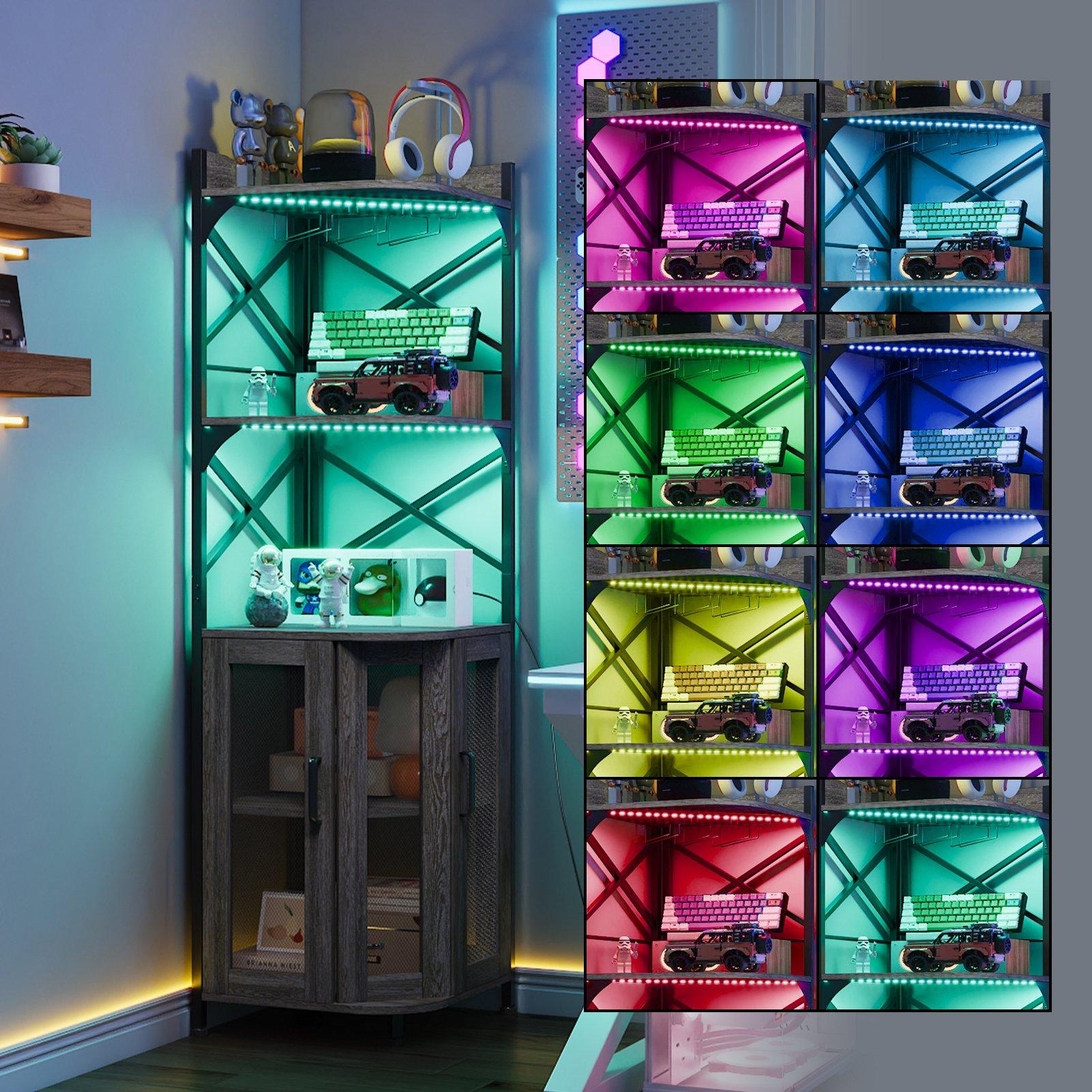 Grey - Kabinet UK - 5-Tier Bar Cabinet with LED Lights - 2