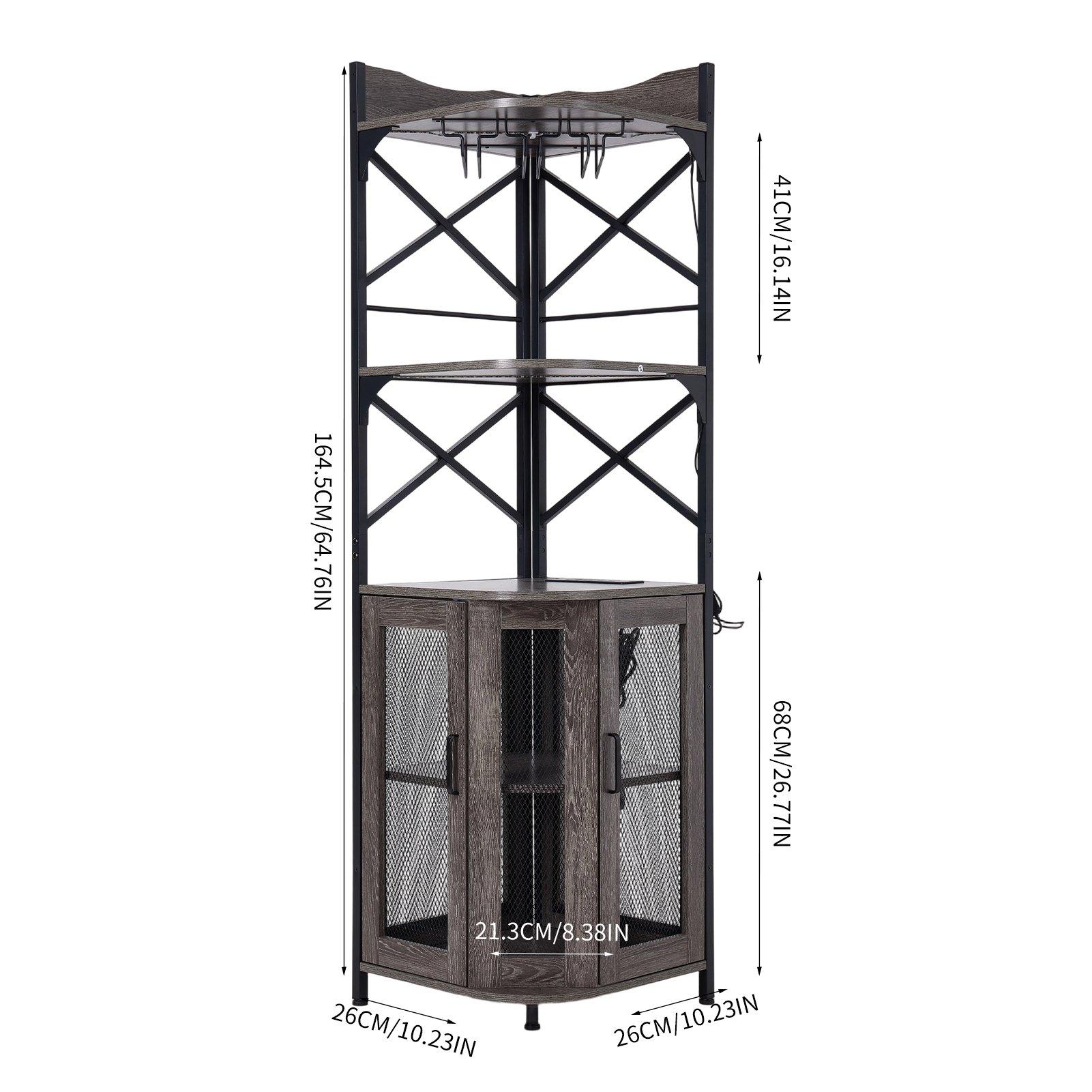 Grey - Kabinet UK - 5-Tier Bar Cabinet with LED Lights - 4