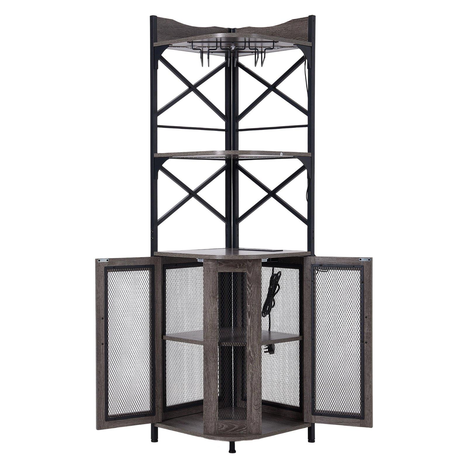 Grey - Kabinet UK - 5-Tier Bar Cabinet with LED Lights - 5