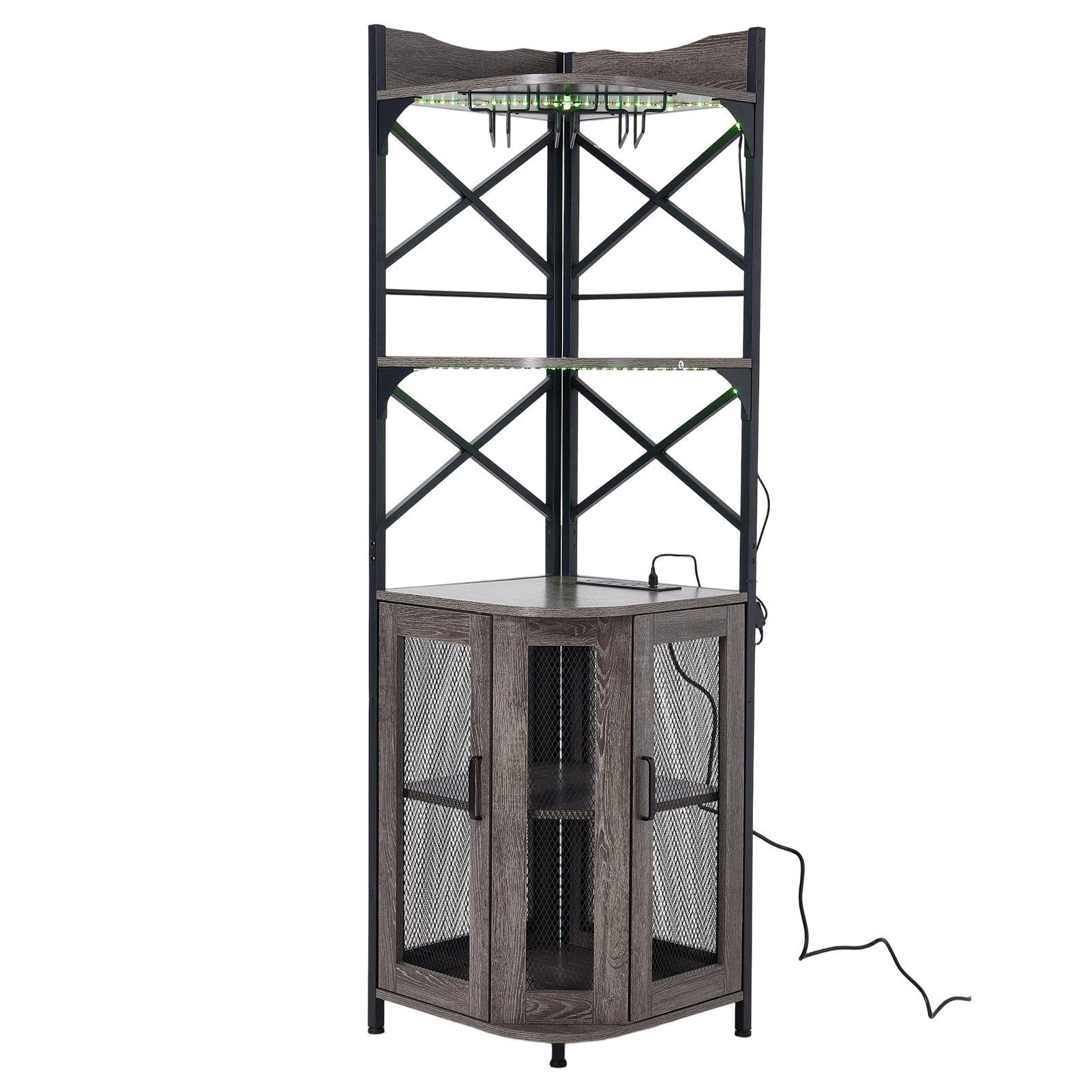 Grey - Kabinet UK - 5-Tier Bar Cabinet with LED Lights - 6