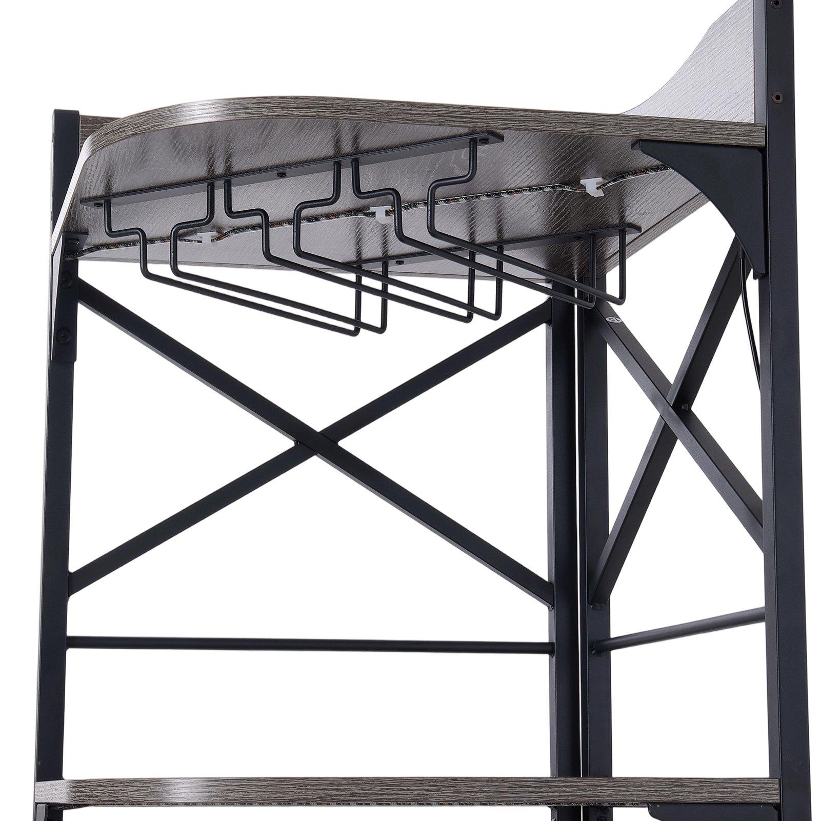 Grey - Kabinet UK - 5-Tier Bar Cabinet with LED Lights - 7