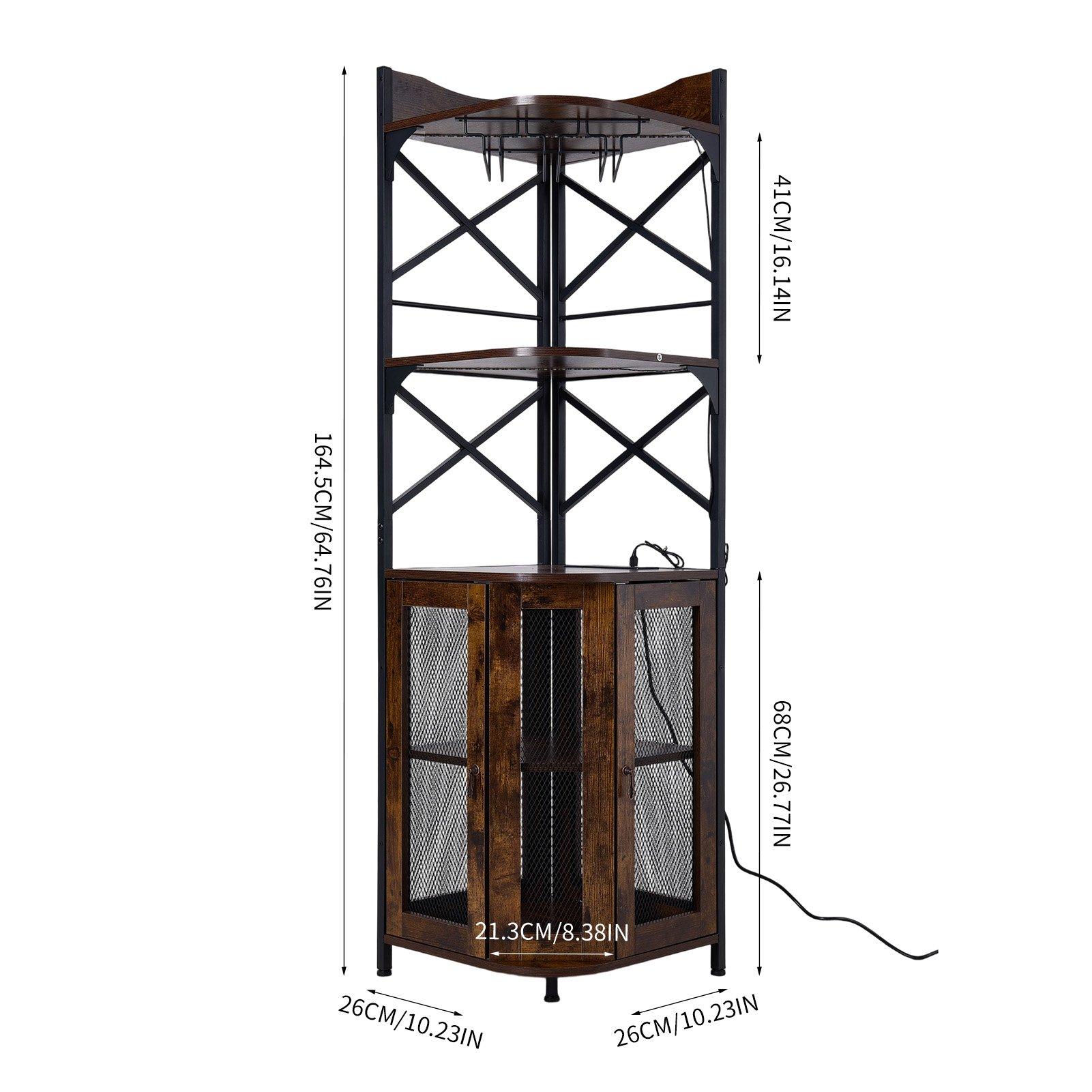 Brown - Kabinet UK - 5-Tier Bar Cabinet with LED Lights - 4
