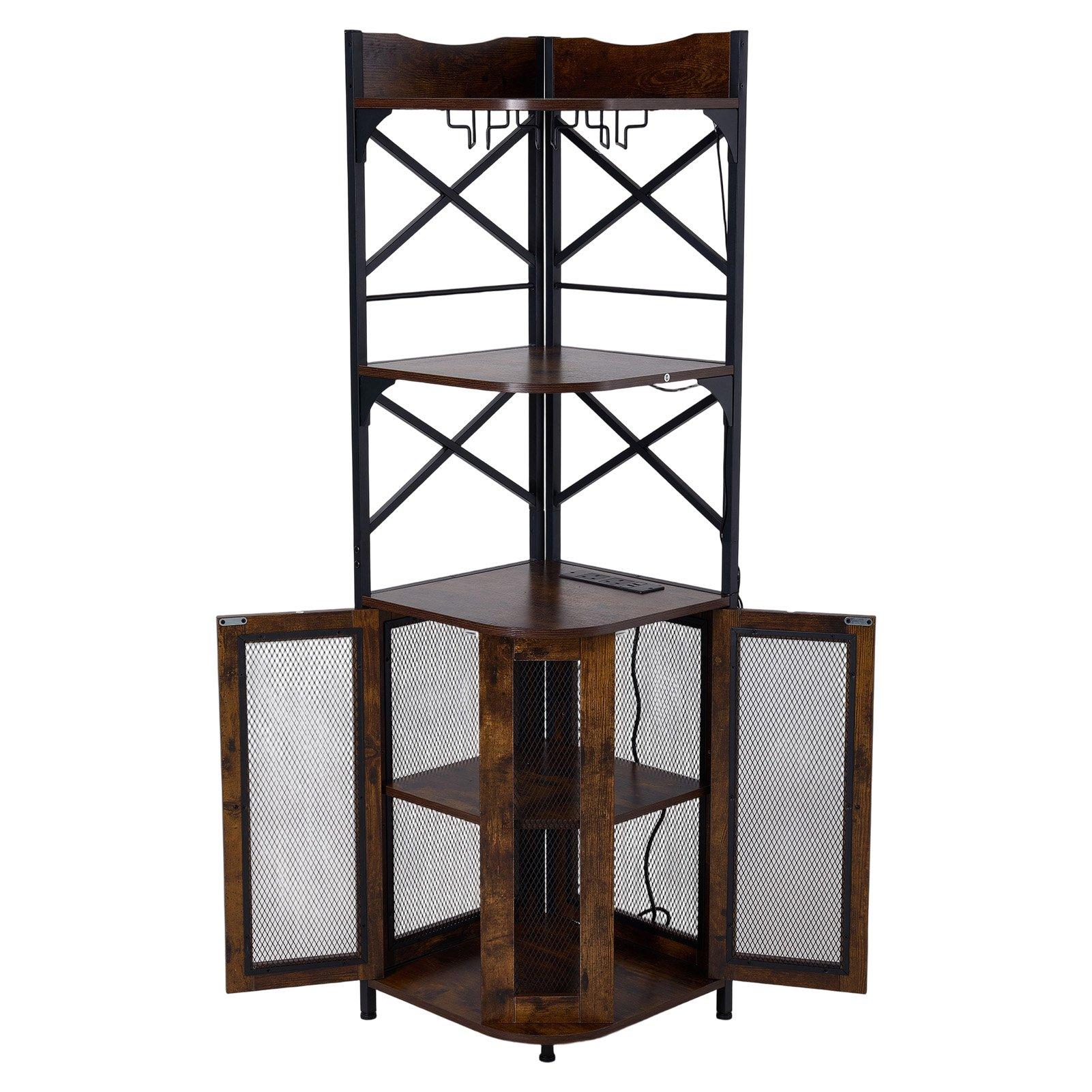 Brown - Kabinet UK - 5-Tier Bar Cabinet with LED Lights - 5