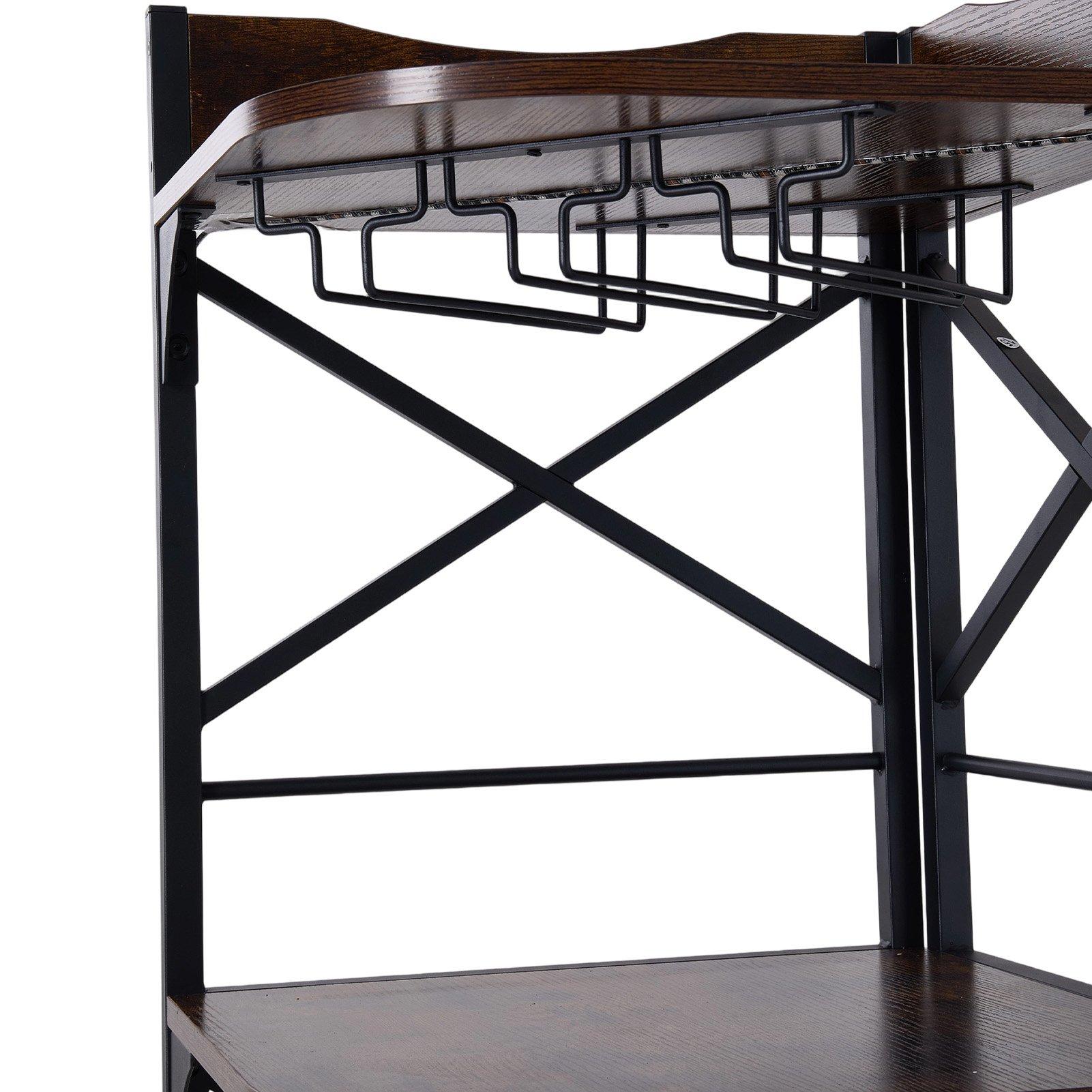 Brown - Kabinet UK - 5-Tier Bar Cabinet with LED Lights - 7