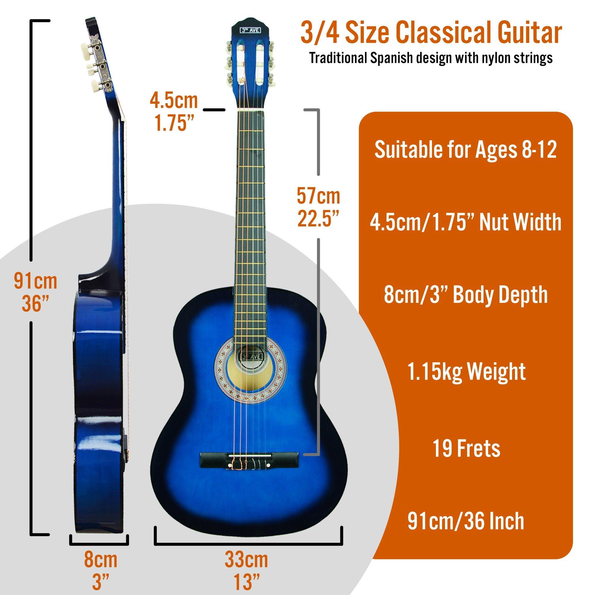 Blueburst - 3rd Avenue - 3/4 Size Classical Guitar Pack - 2