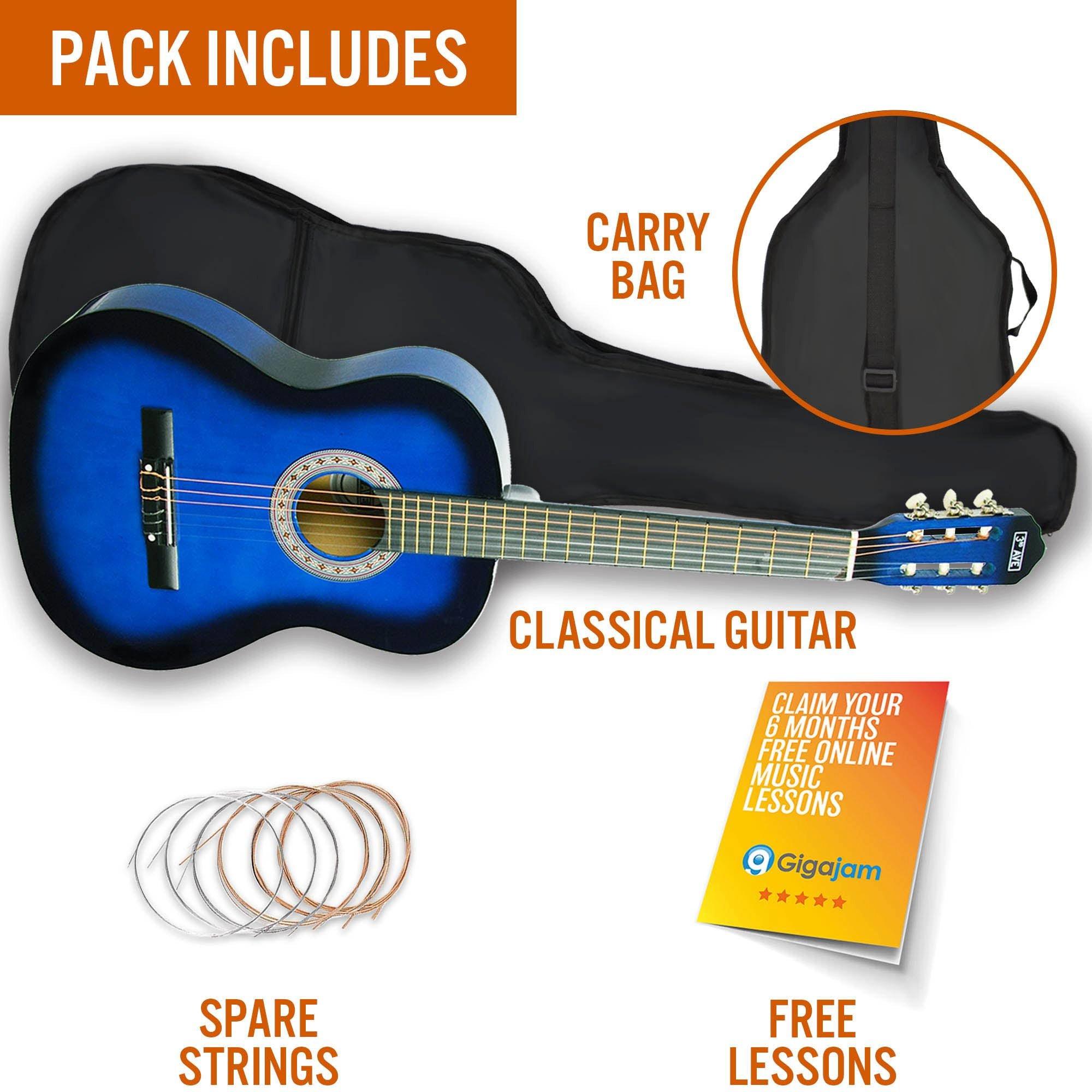 Blueburst - 3rd Avenue - 3/4 Size Classical Guitar Pack - 3