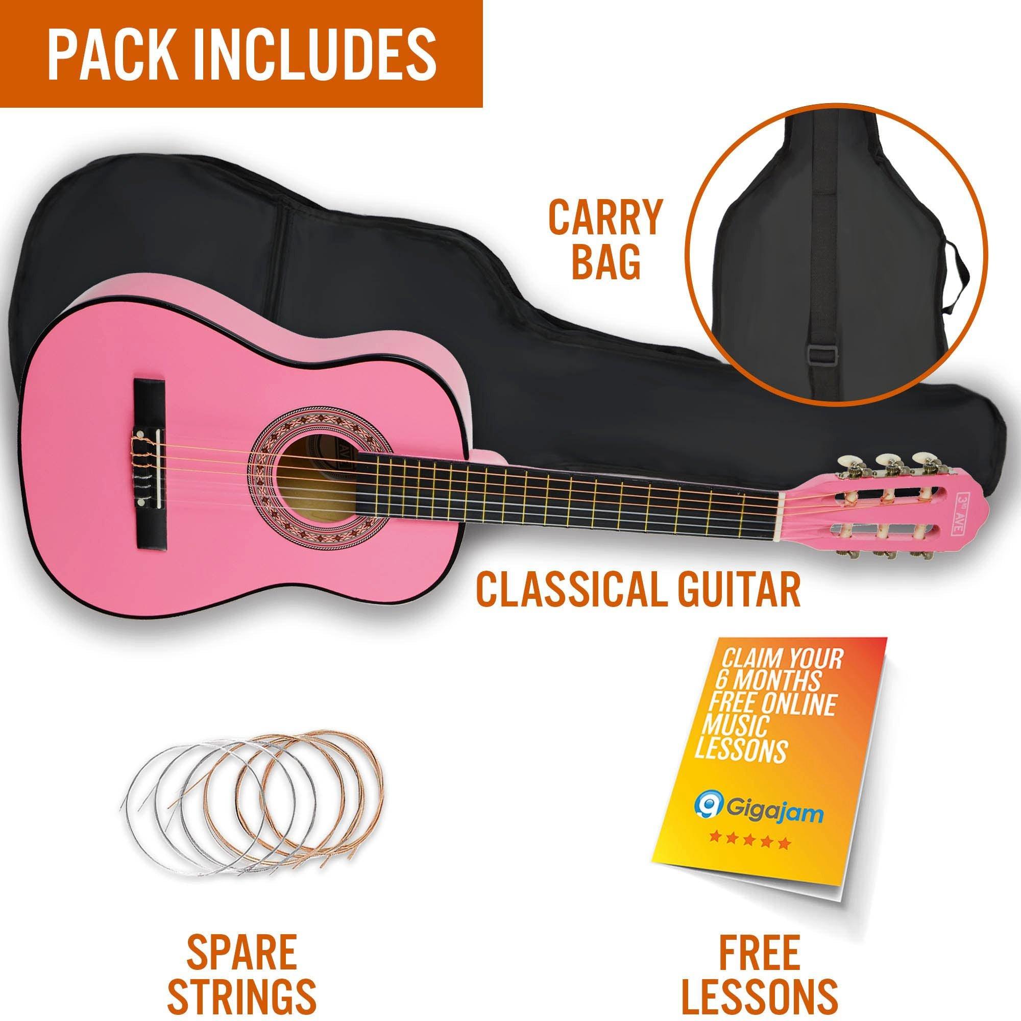 Pink - 3rd Avenue - half Size Classical Guitar Pack - 3