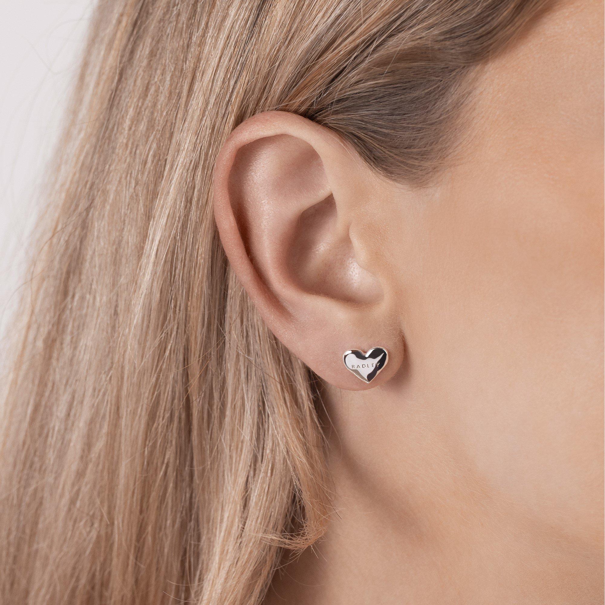 Silver - Radley - Radley Silver Plated Heart Earrings - 3