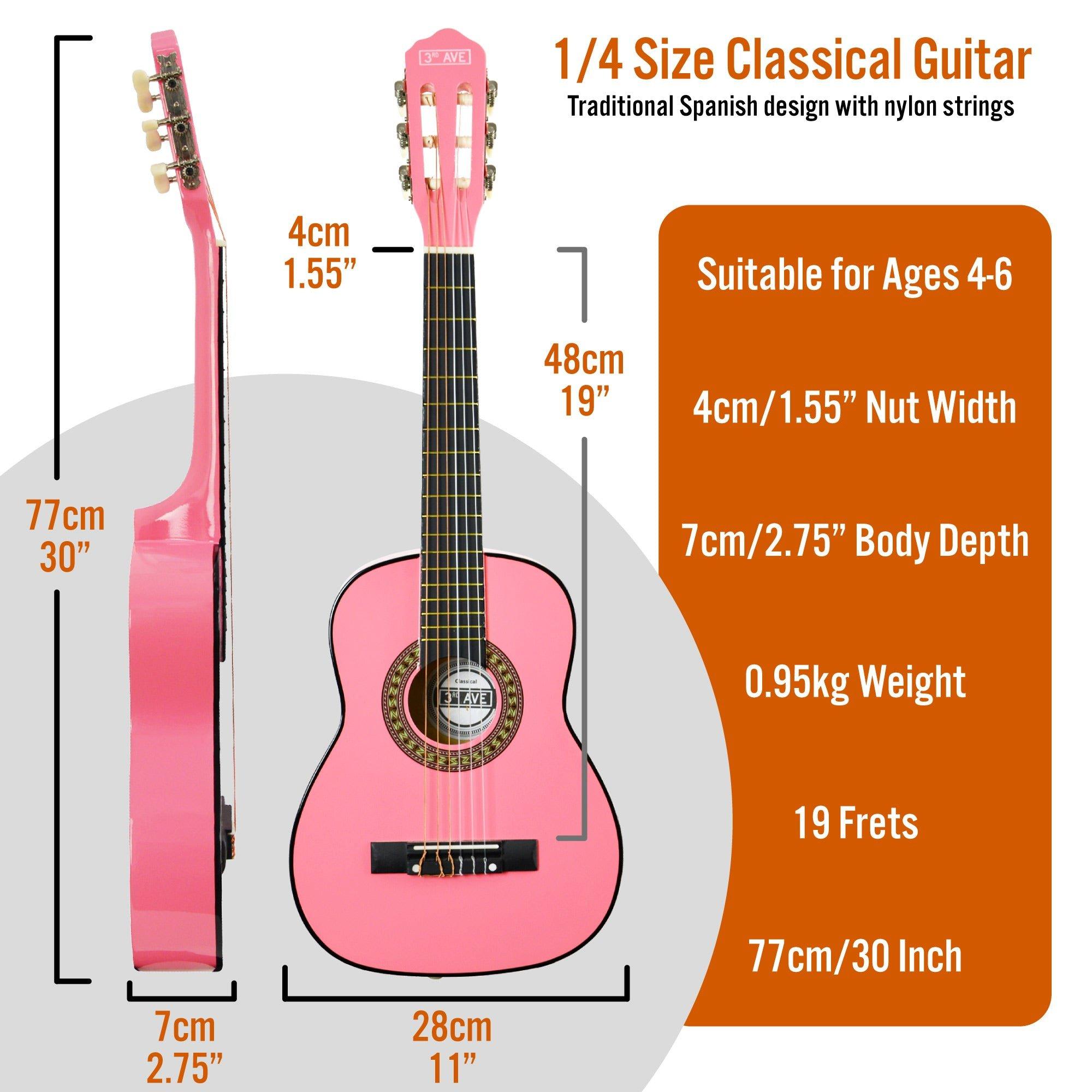 Pink - 3rd Avenue - quarter Size Classical Guitar Pack - 2