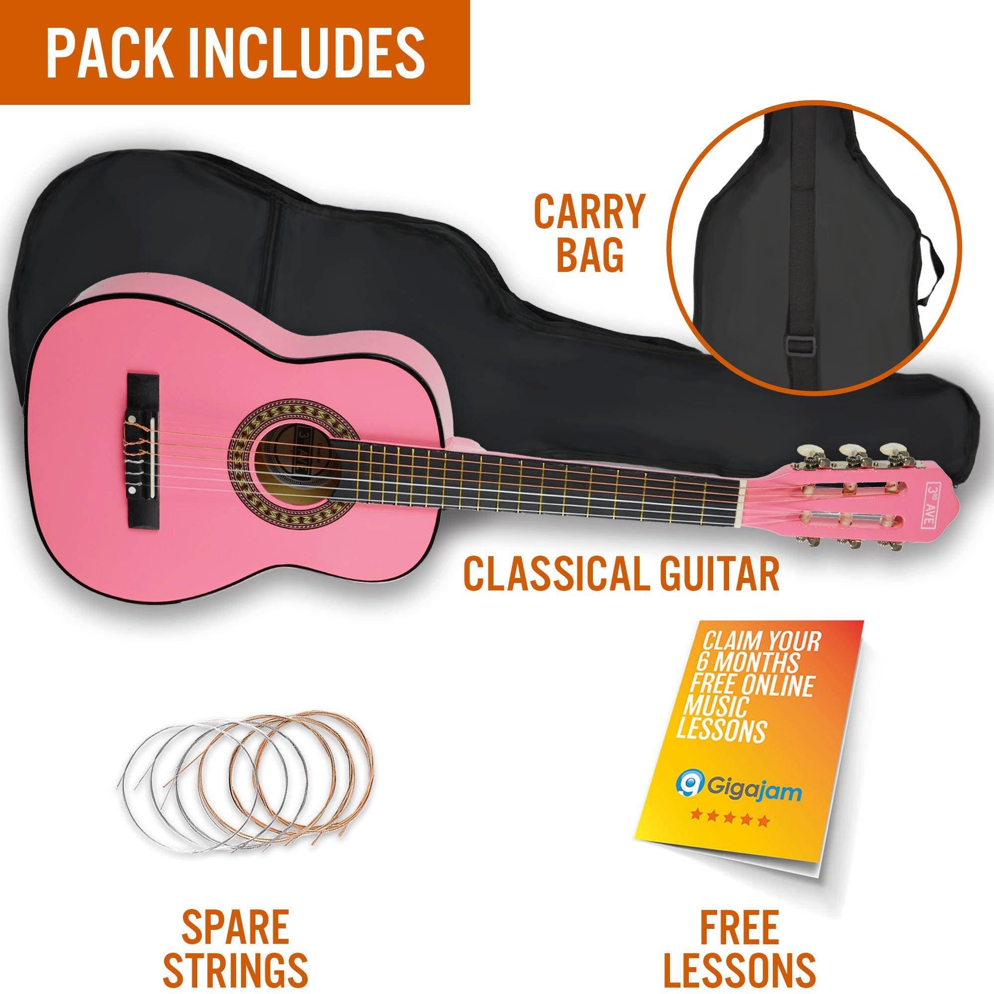 Pink - 3rd Avenue - quarter Size Classical Guitar Pack - 3