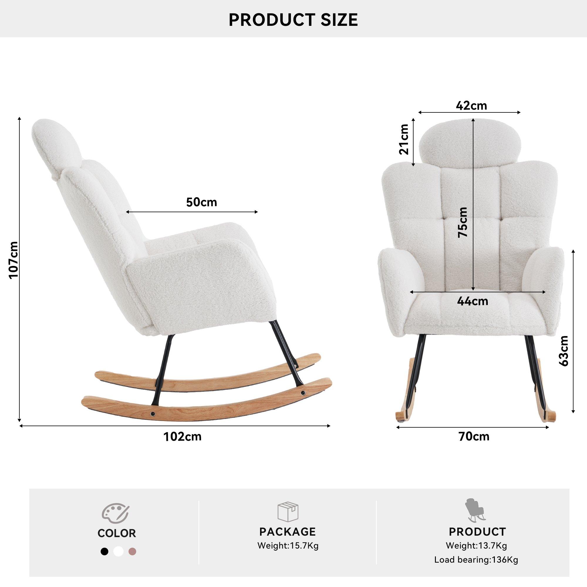 White - Urban Meuble - White Armchair with Rocking Base Cozy Design - 6