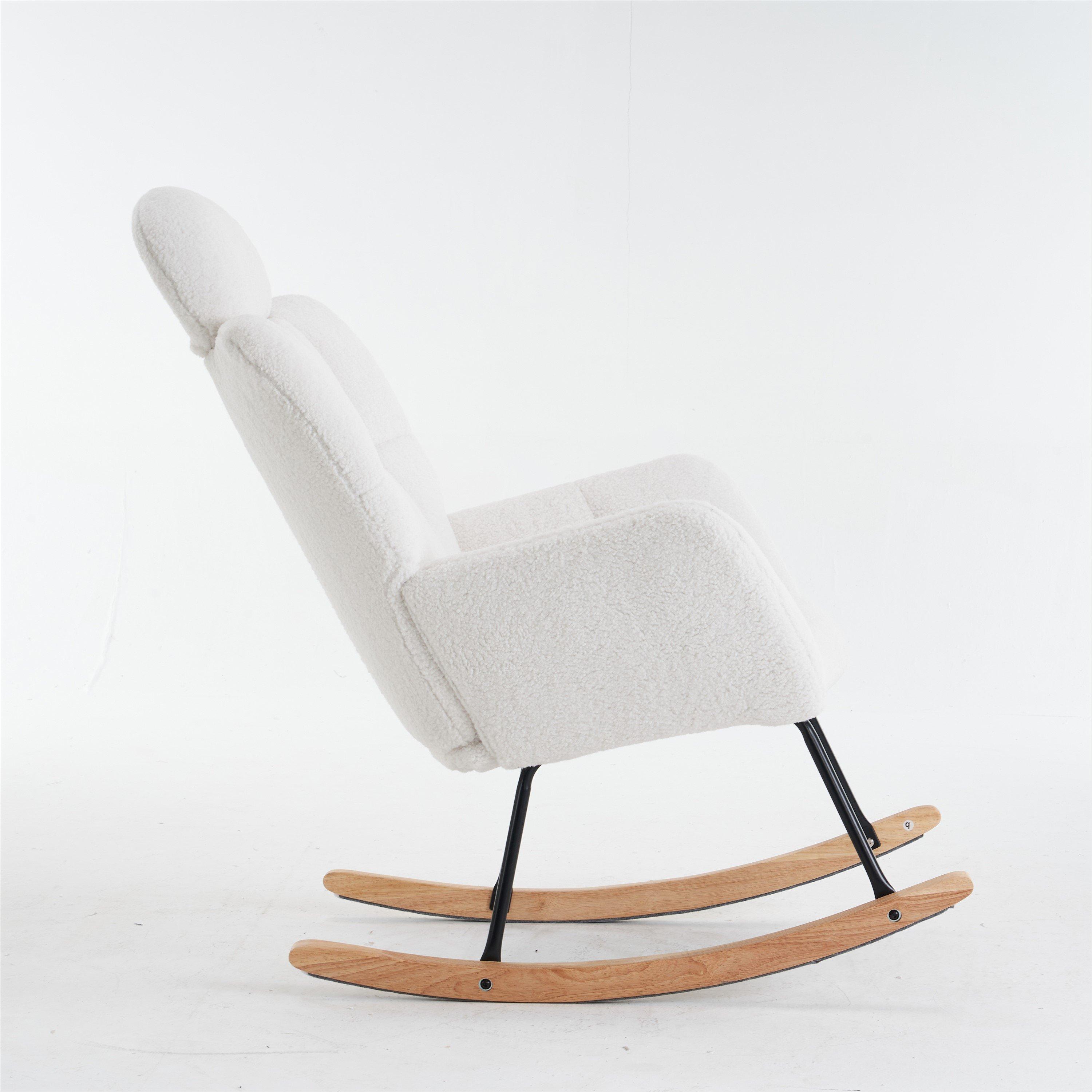 White - Urban Meuble - White Armchair with Rocking Base Cozy Design - 7