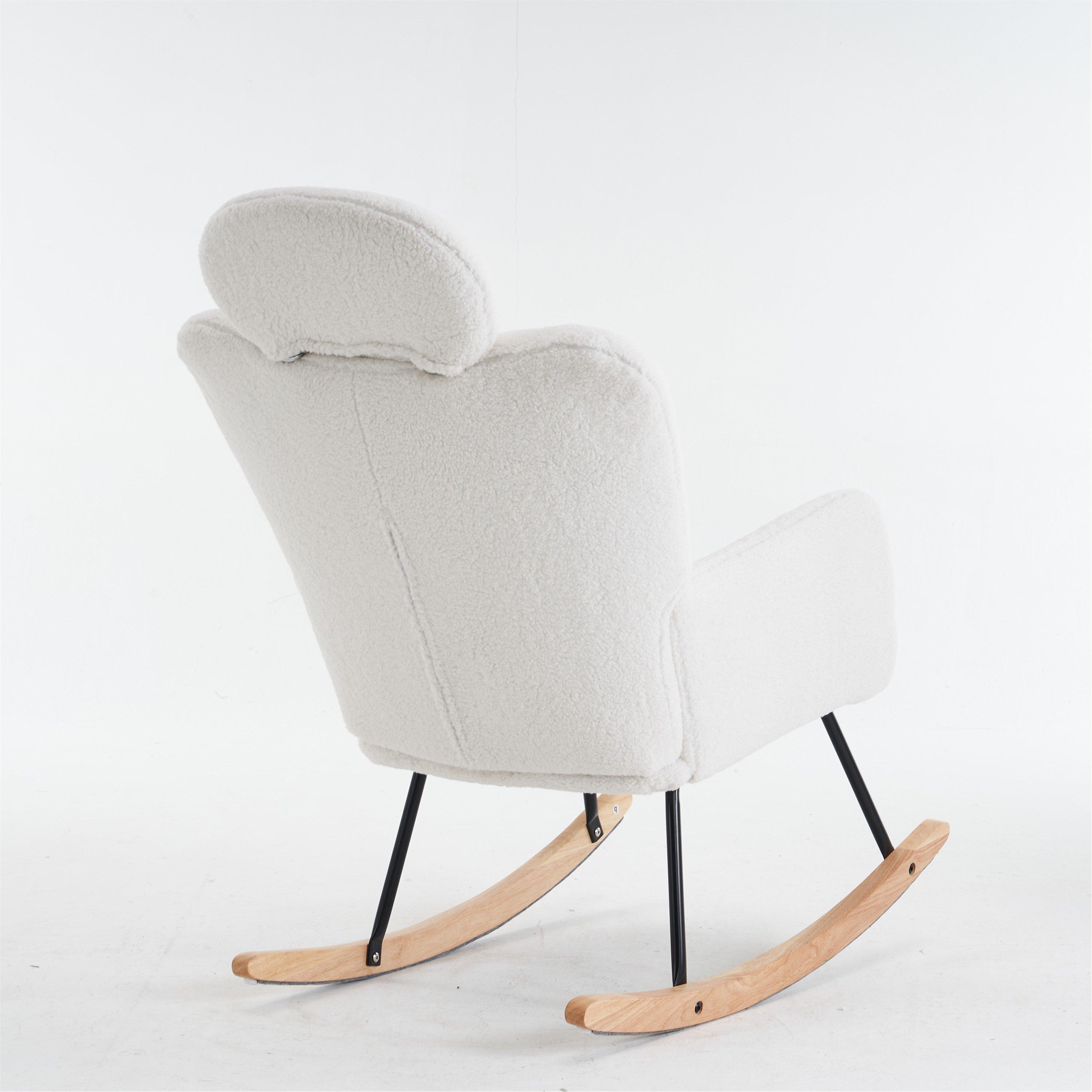 White - Urban Meuble - White Armchair with Rocking Base Cozy Design - 8