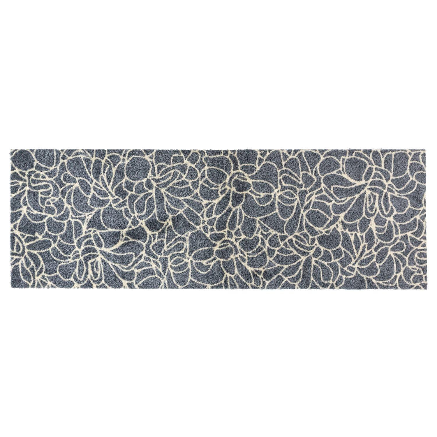 Grey - JVL - Mega Mat Entrance Runner Floral 57x150cm - 1