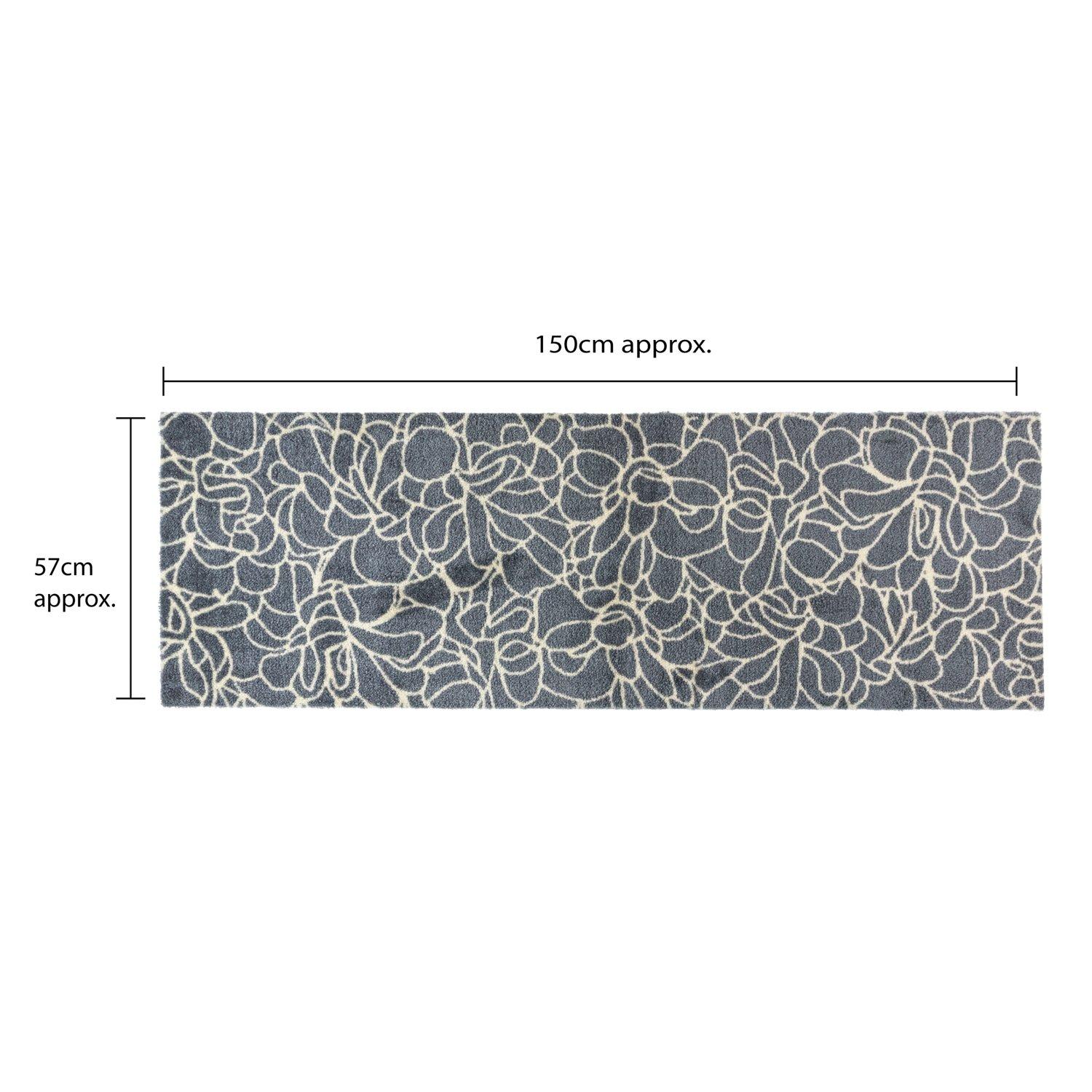Grey - JVL - Mega Mat Entrance Runner Floral 57x150cm - 9