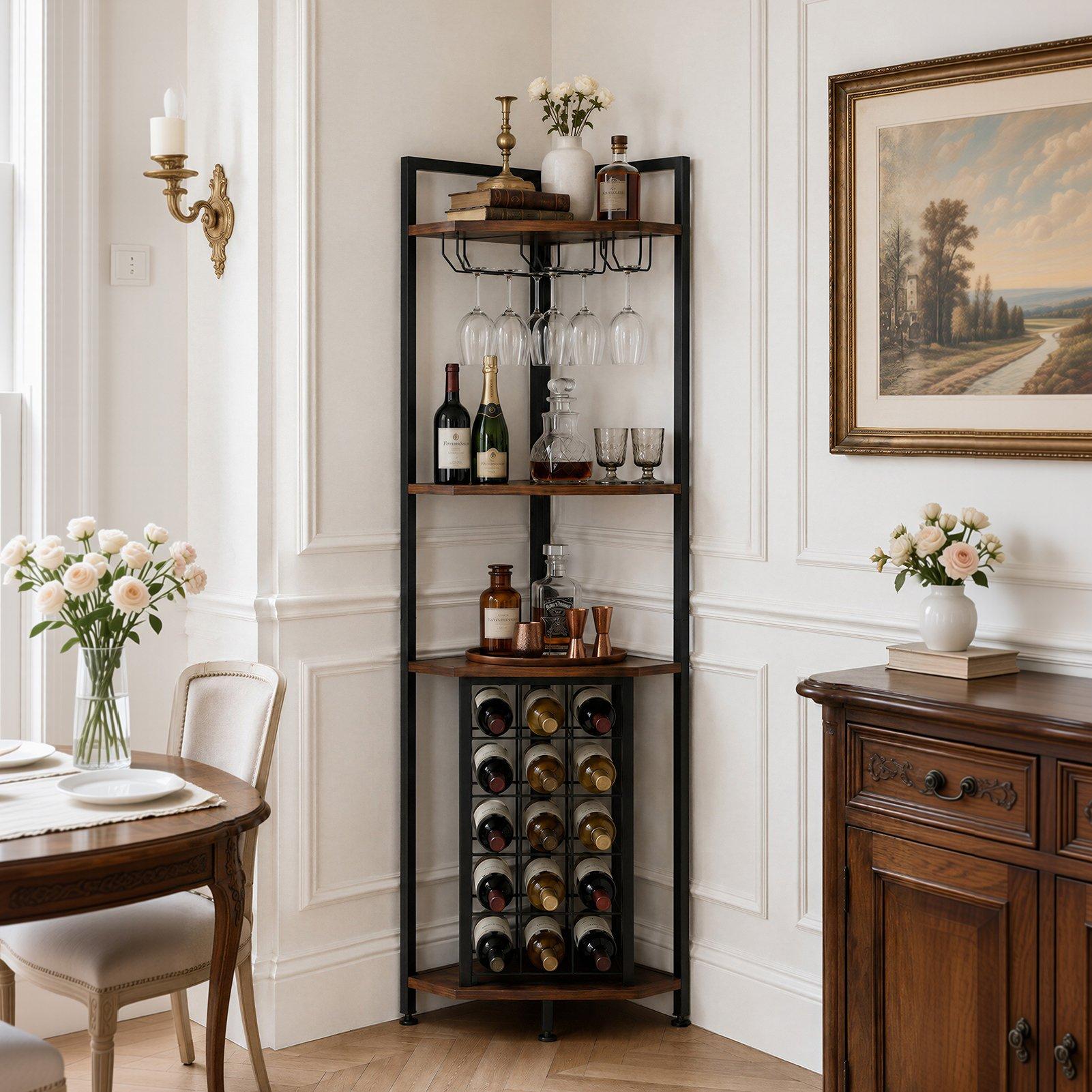 Brown - Kabinet UK - Wine Rack with Glass Holder and Bottle Storage - 1
