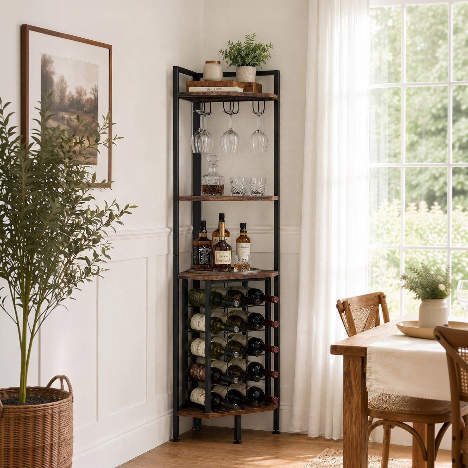 Brown - Kabinet UK - Wine Rack with Glass Holder and Bottle Storage - 12