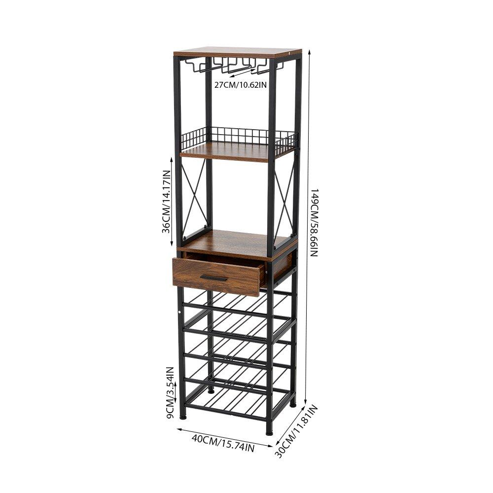 Brown - Kabinet UK - Wine Cabinet with Glass Holder & Drawer - 2