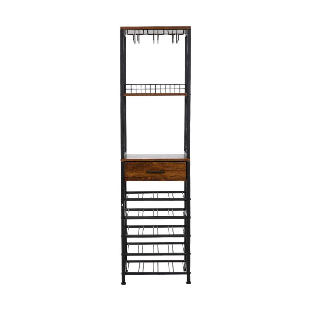 Brown - Kabinet UK - Wine Cabinet with Glass Holder & Drawer - 3