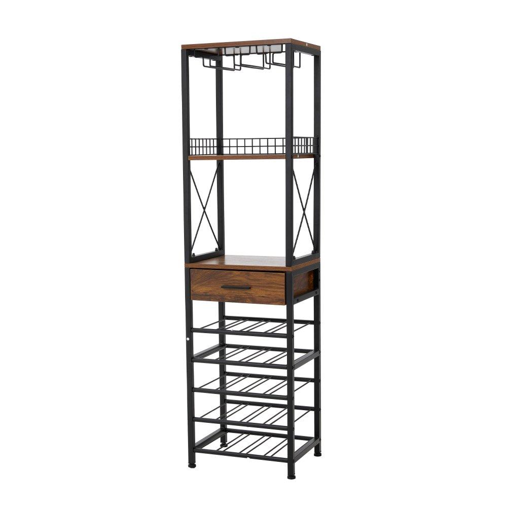 Brown - Kabinet UK - Wine Cabinet with Glass Holder & Drawer - 4