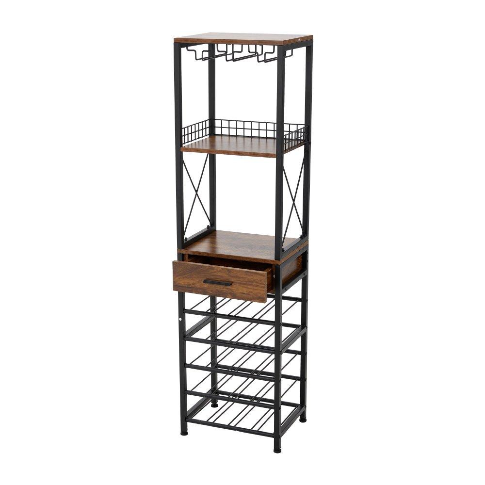 Brown - Kabinet UK - Wine Cabinet with Glass Holder & Drawer - 5