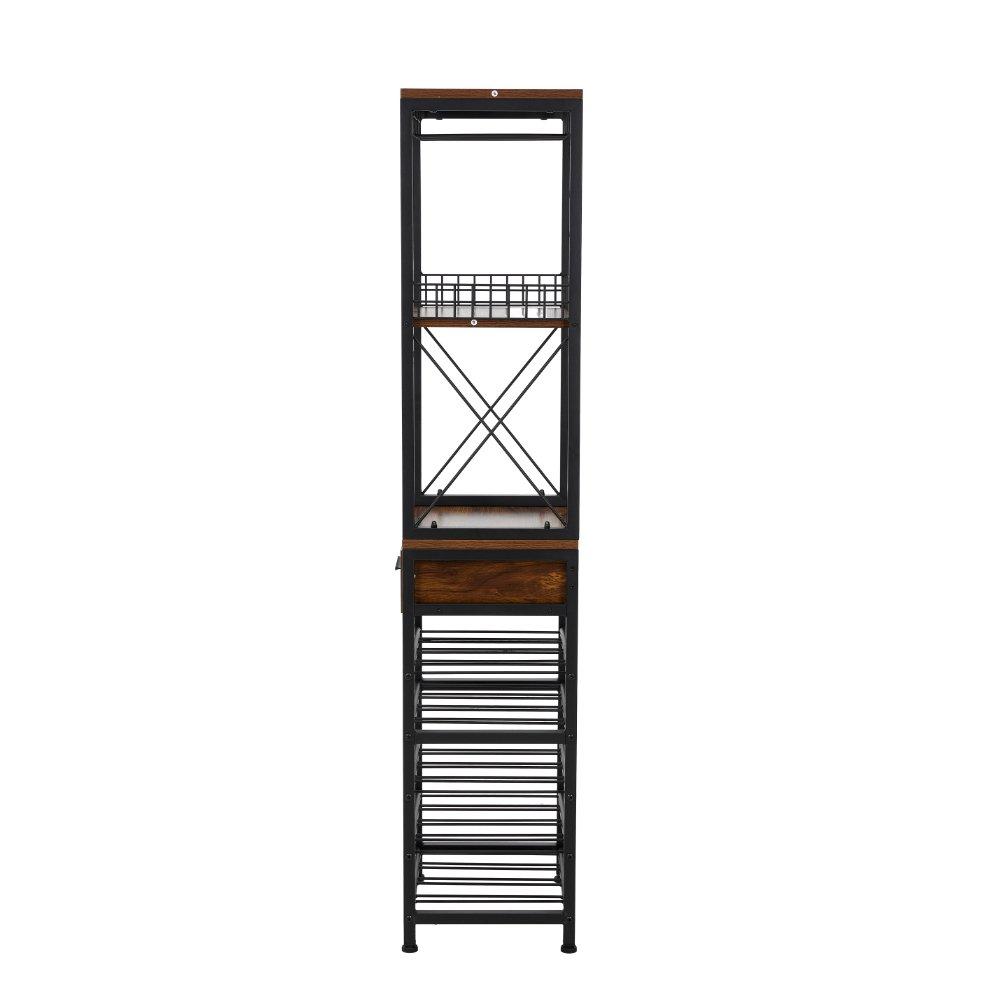 Brown - Kabinet UK - Wine Cabinet with Glass Holder & Drawer - 6