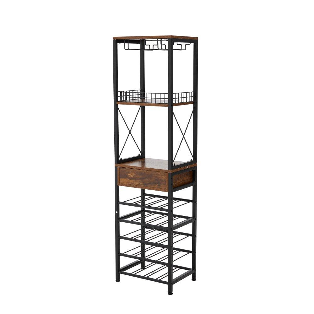 Brown - Kabinet UK - Wine Cabinet with Glass Holder & Drawer - 7