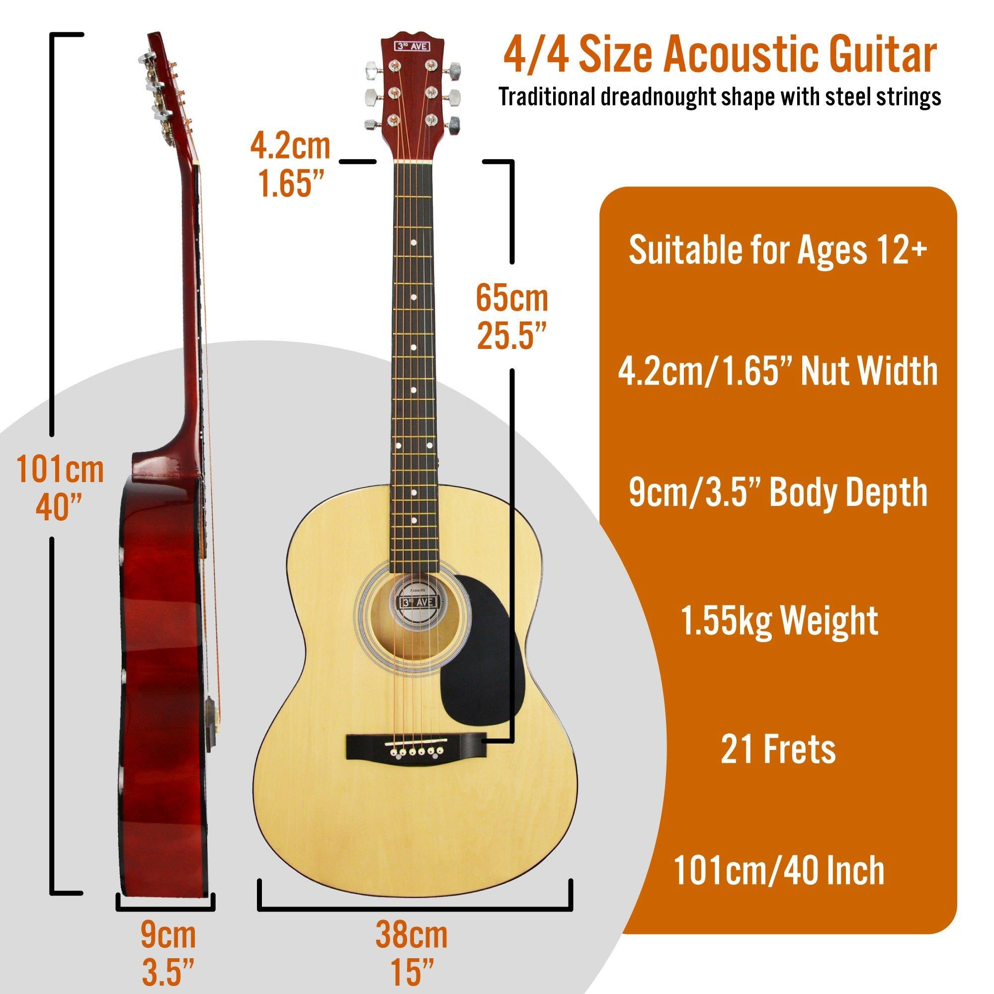 Natural - 3rd Avenue - 3rd Avenue Full Size Acoustic Guitar Premium Pack - 2