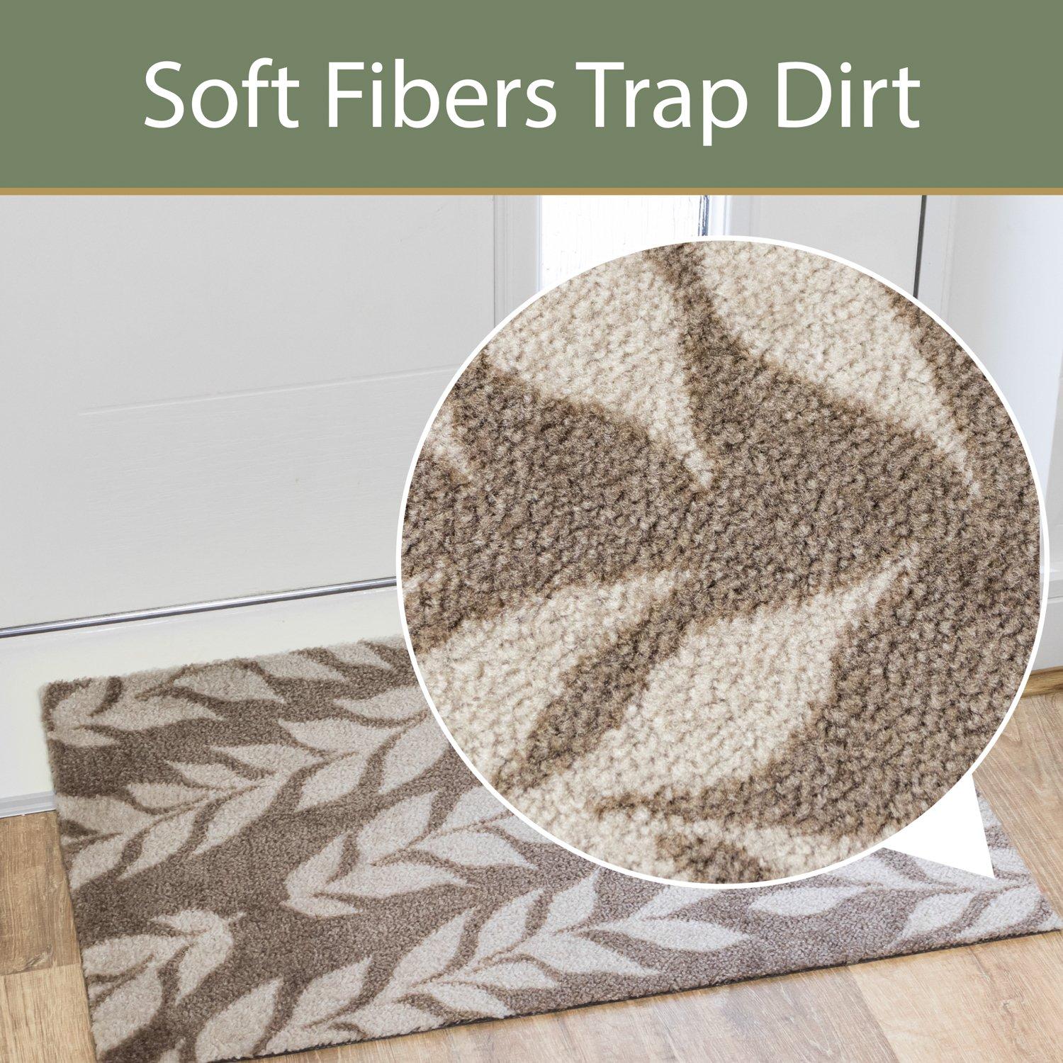 Brown - JVL - Mega Mat Entrance Doormat Leaves 50x75cm - 5