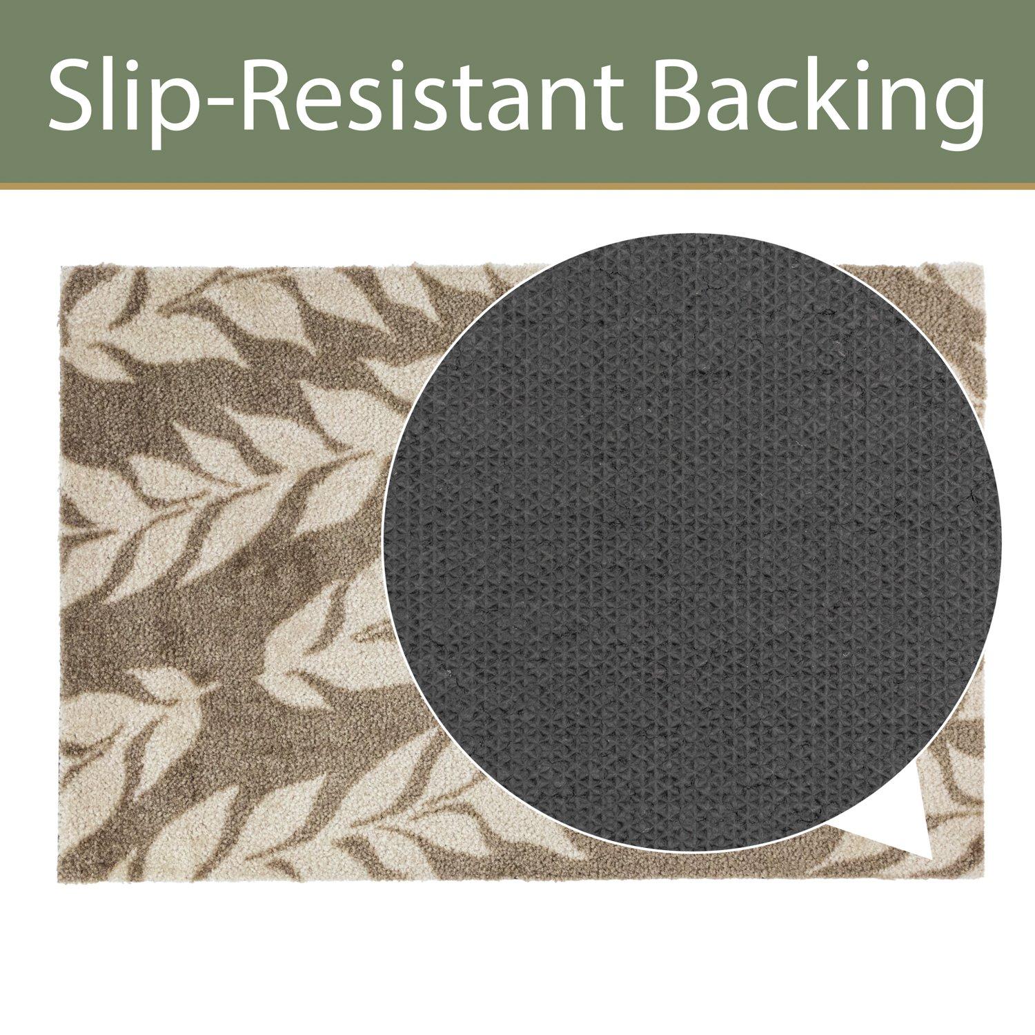 Brown - JVL - Mega Mat Entrance Doormat Leaves 50x75cm - 6