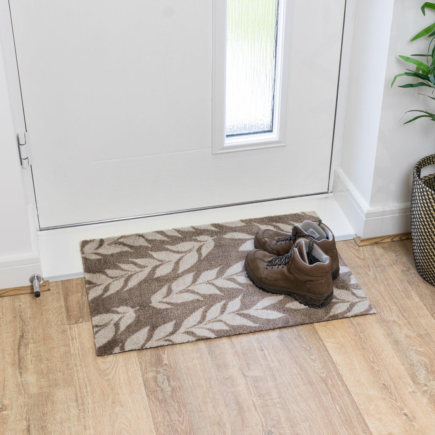 Brown - JVL - Mega Mat Entrance Doormat Leaves 50x75cm - 8