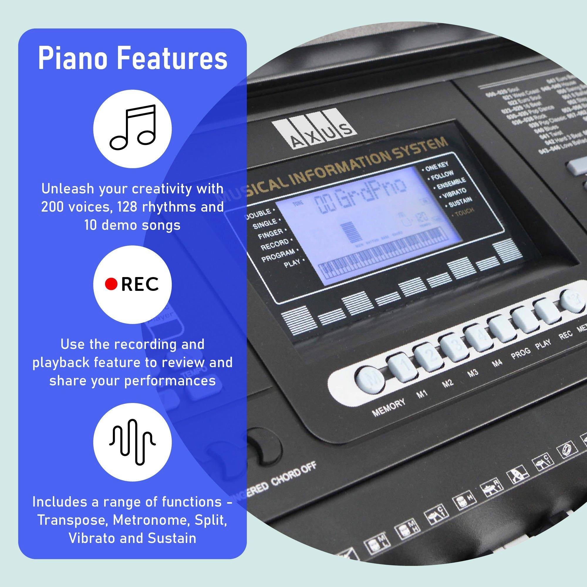 Black - Axus - AXP2 Electronic Keyboard - 3