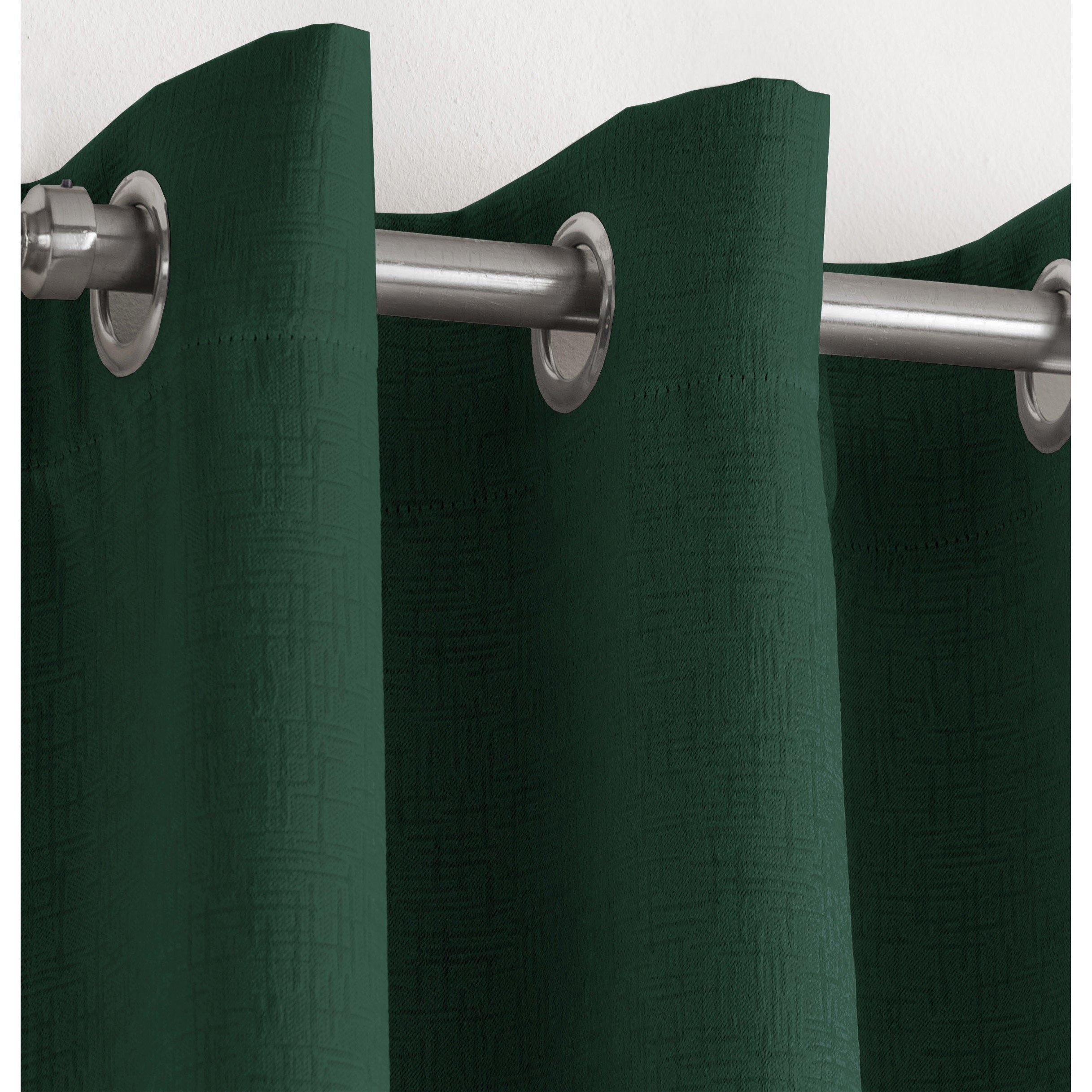 Dark Green - Enhanced Living - Textured Thermal Room Darkening Curtains Eyelet - 2