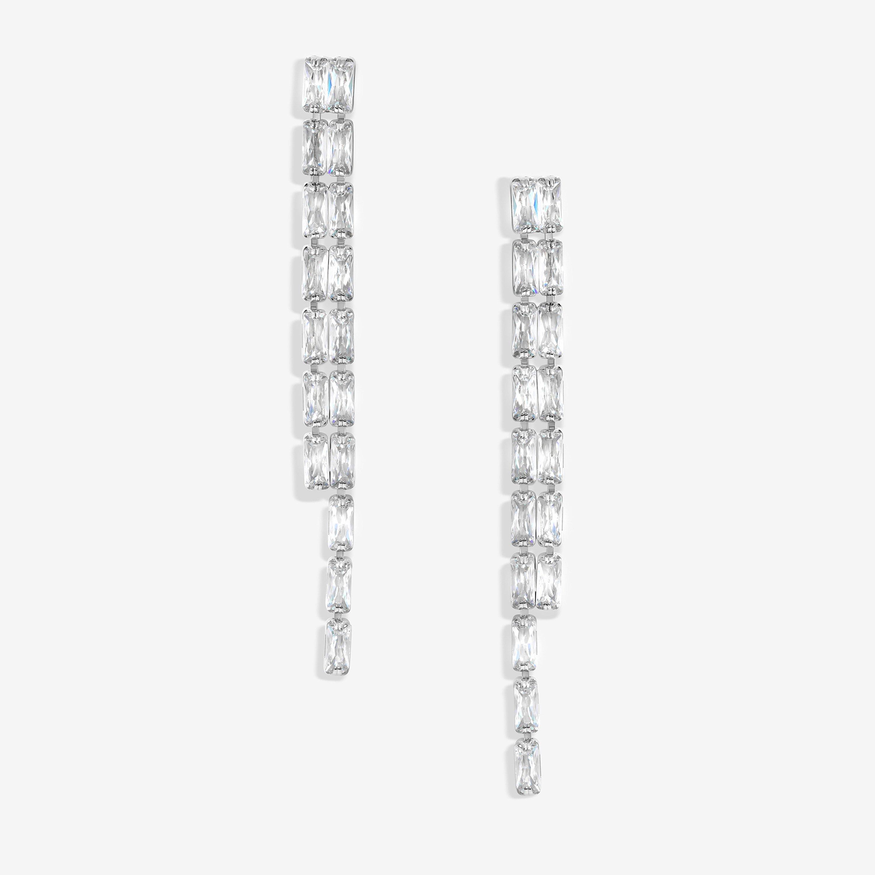 Silver - Jon Richard - Silver Plated Crystal Bow Earrings