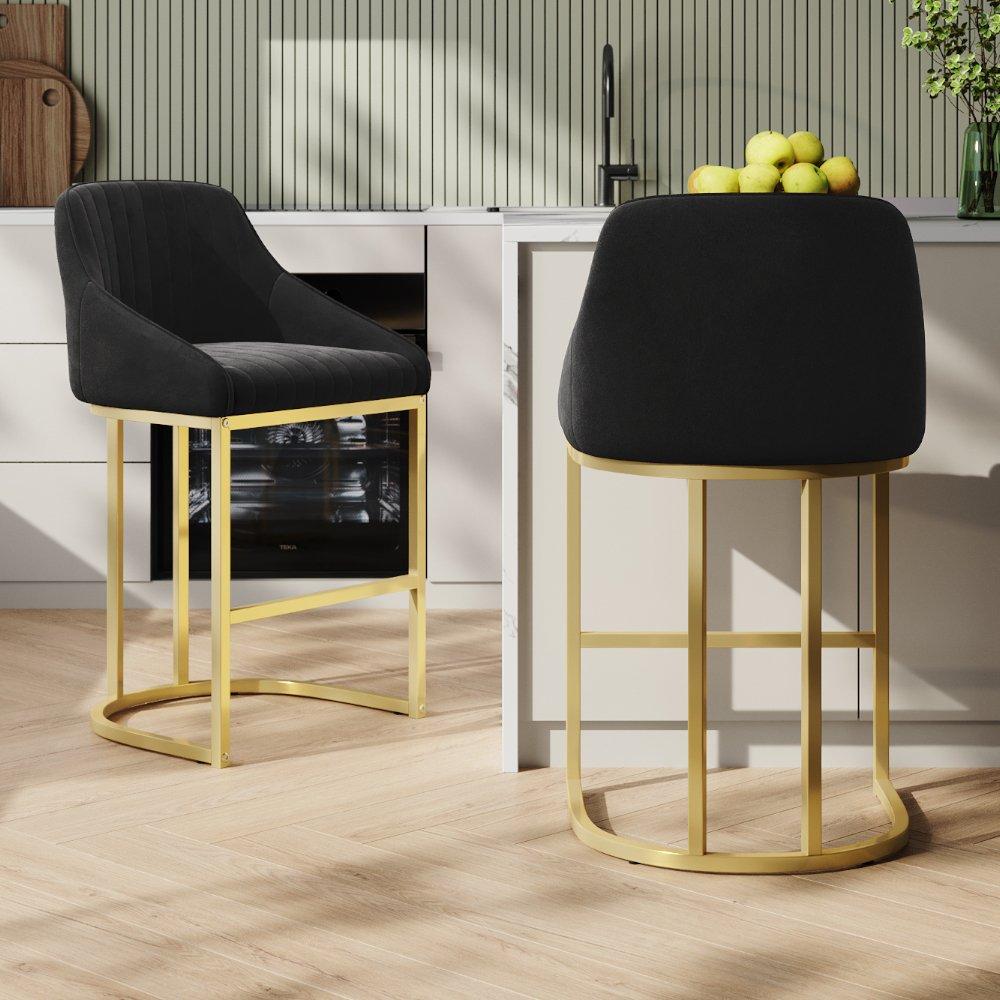 Set of 2 Upholstered Bar Stools