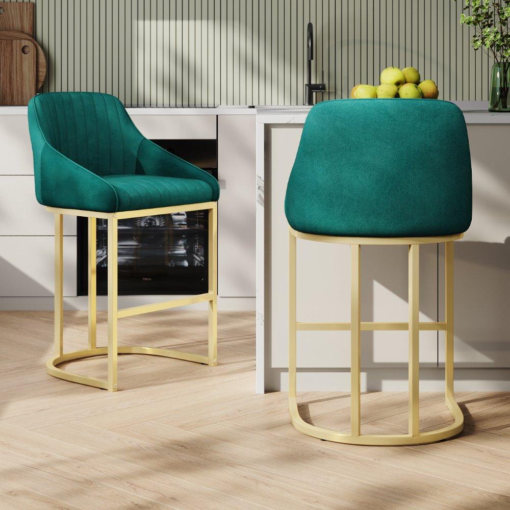 Set of 2 Upholstered Bar Stools